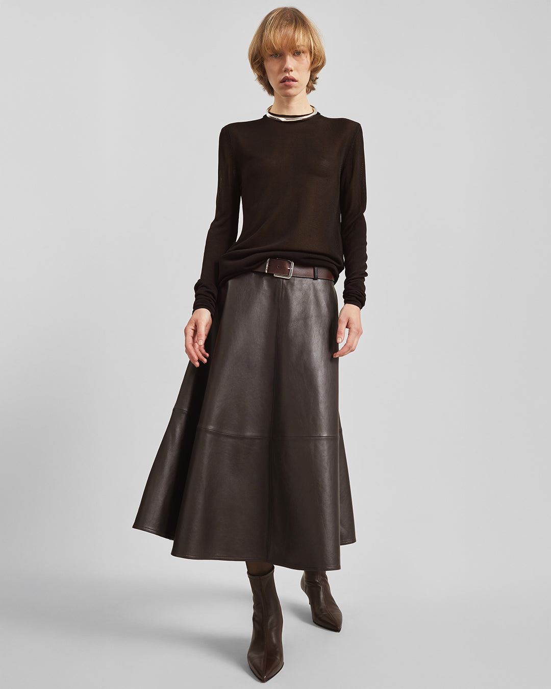 Sarno Leather Belt - Brown/Silver - 3