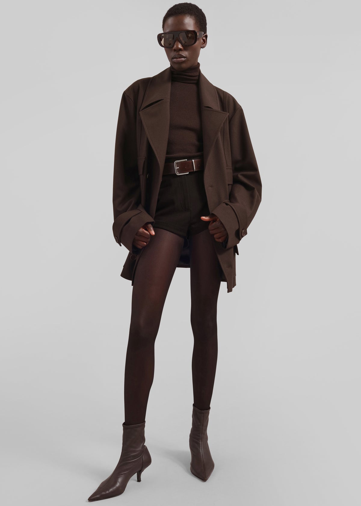 Sarno Leather Belt - Brown/Silver