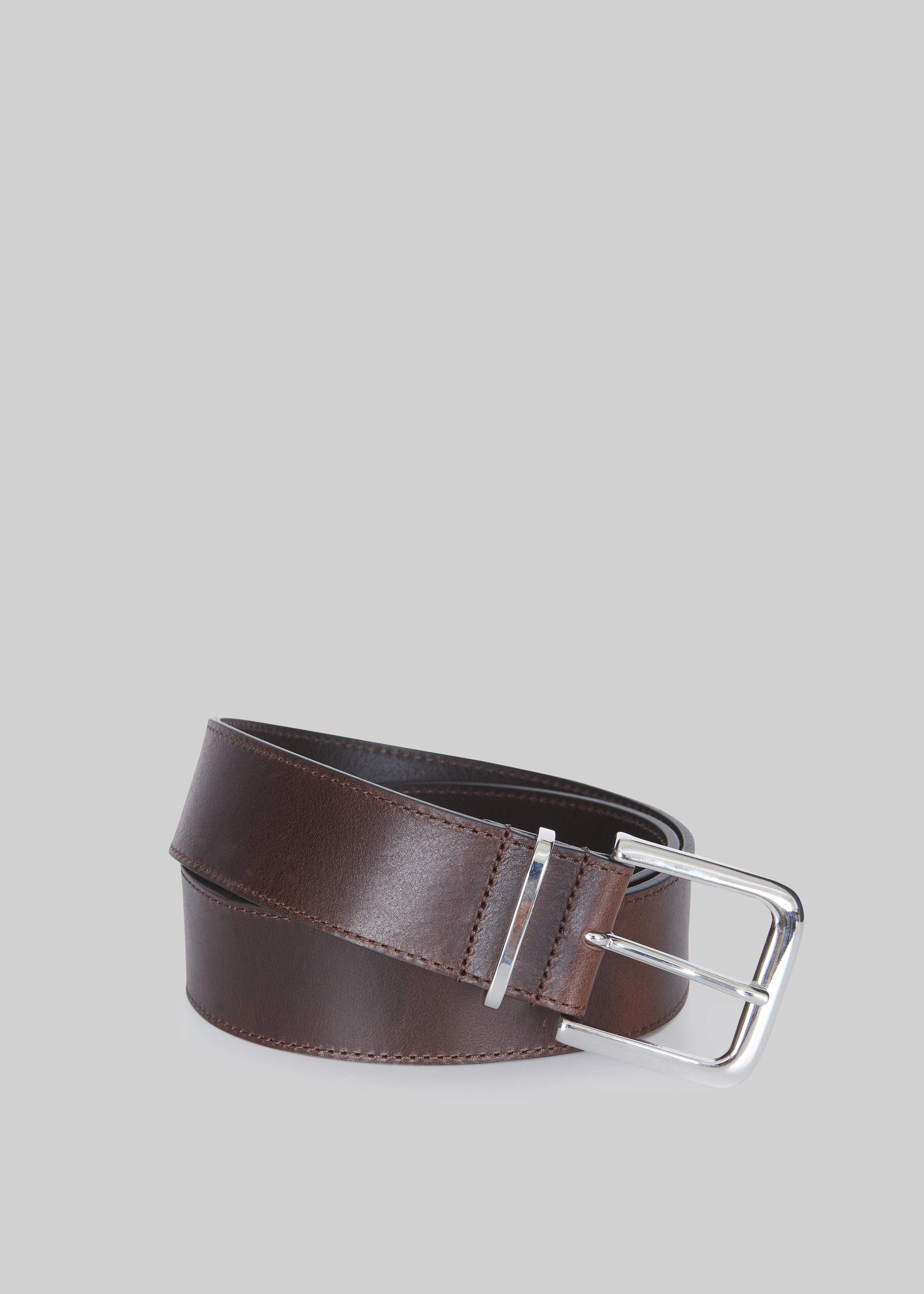 Sarno Leather Belt - Brown/Silver - 2