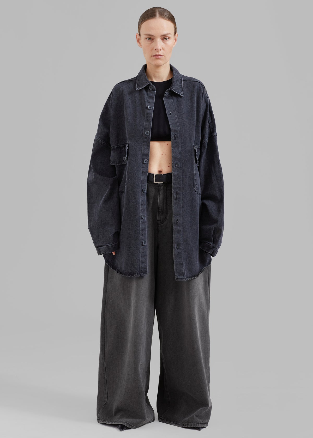 Sasha Wide Leg Jeans - Dark Grey - 11