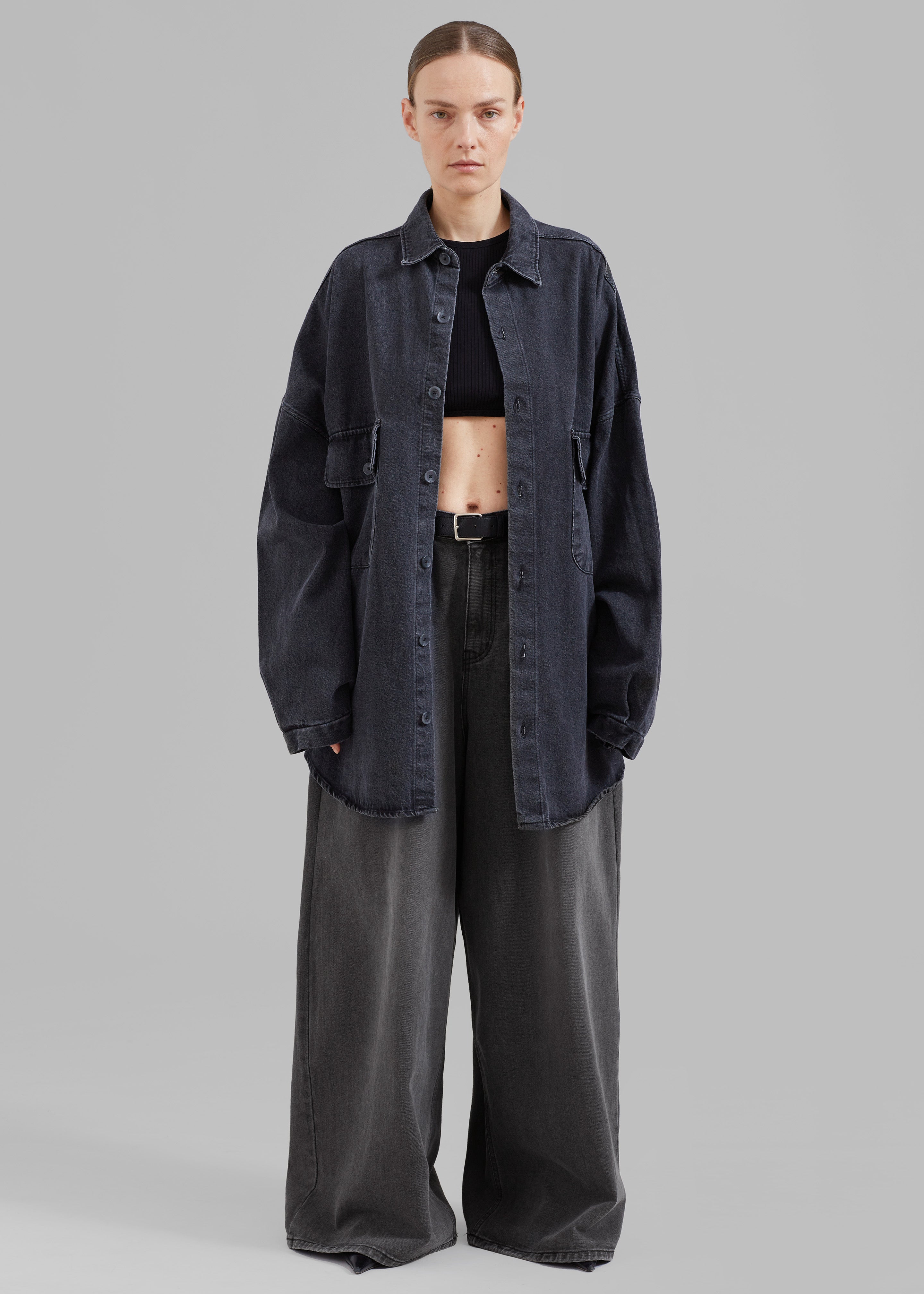 Sasha Wide Leg Jeans - Dark Grey - 11