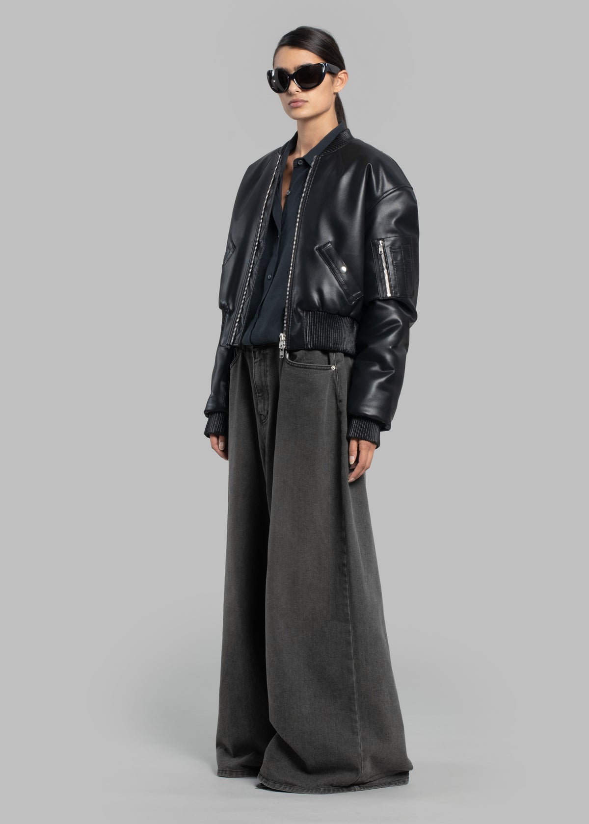 Sasha Wide Leg Jeans - Dark Grey - 1