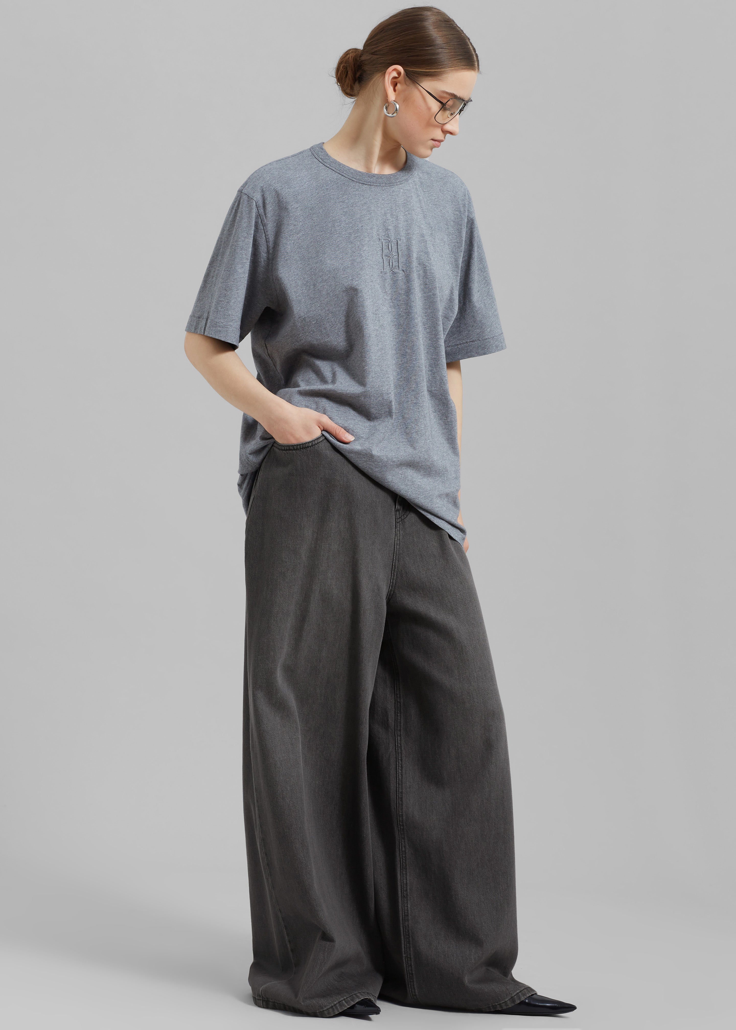 Sasha Wide Leg Jeans - Dark Grey - 9