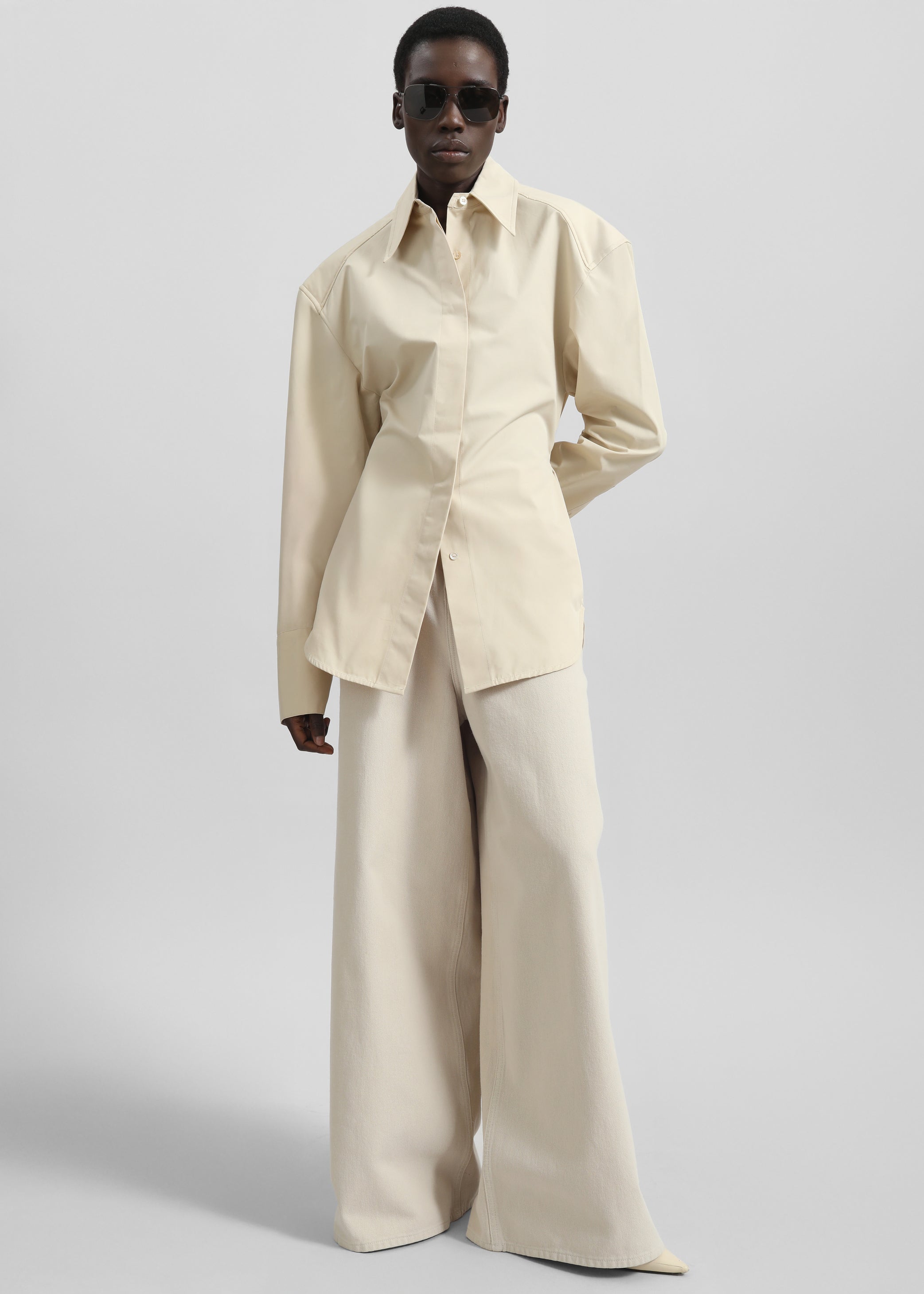 Shop the look image for Sasha Wide Leg Jeans - Sand