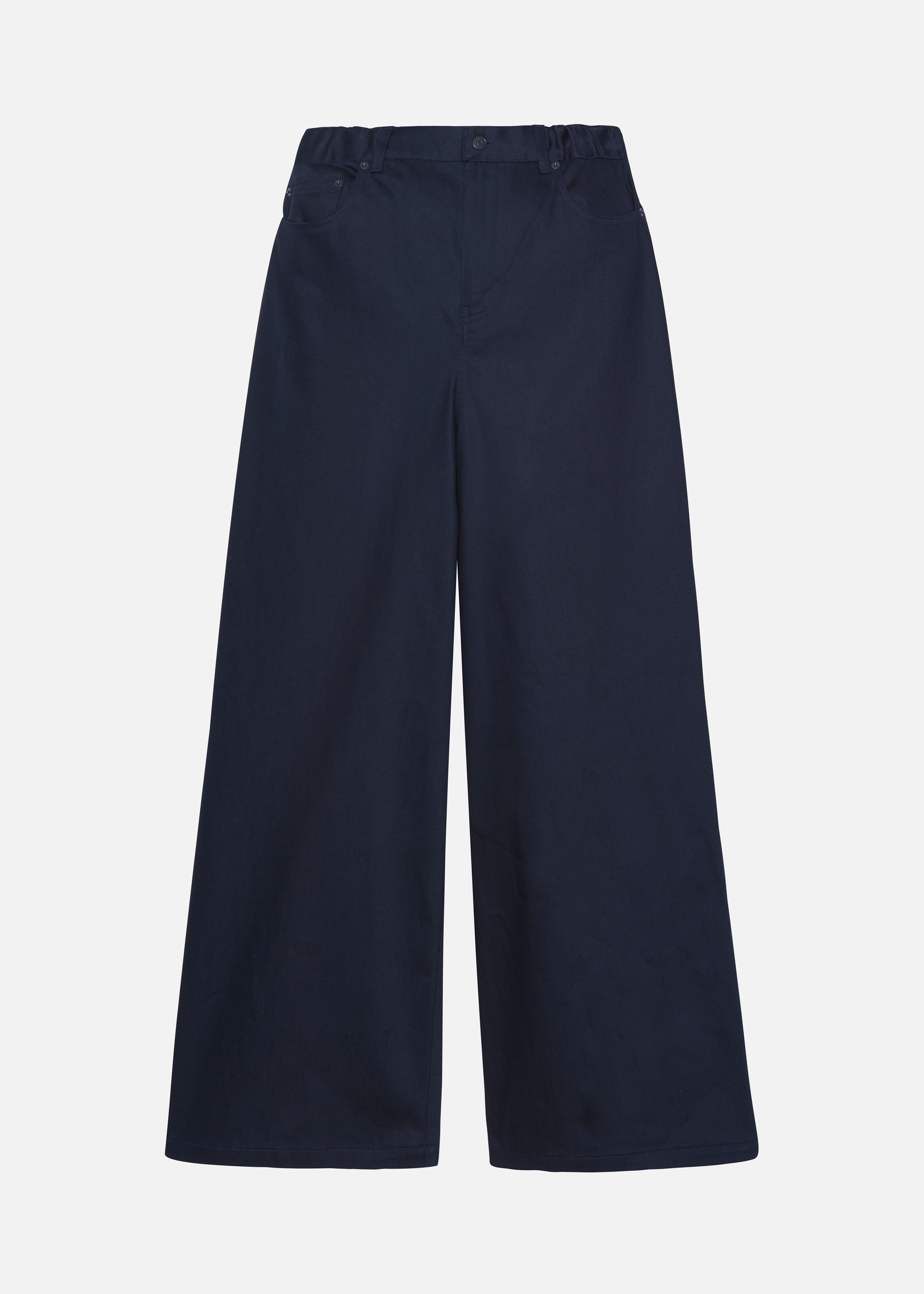 Sasha Wide Leg Twill Pants - Navy - 10