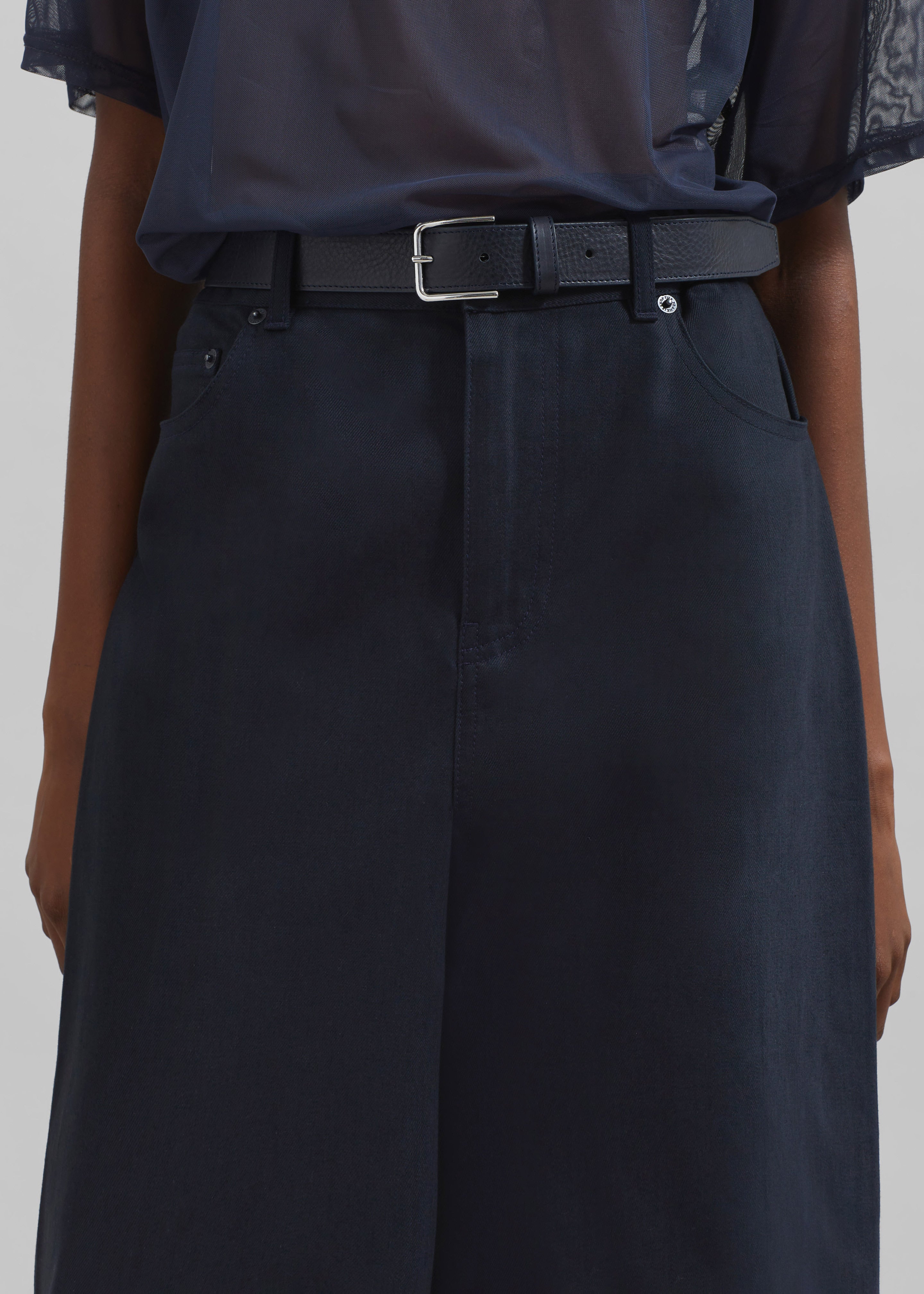 Sasha Wide Leg Twill Pants - Navy - 6