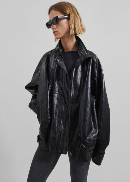Savannah Faux Leather Jacket - Black – The Frankie Shop