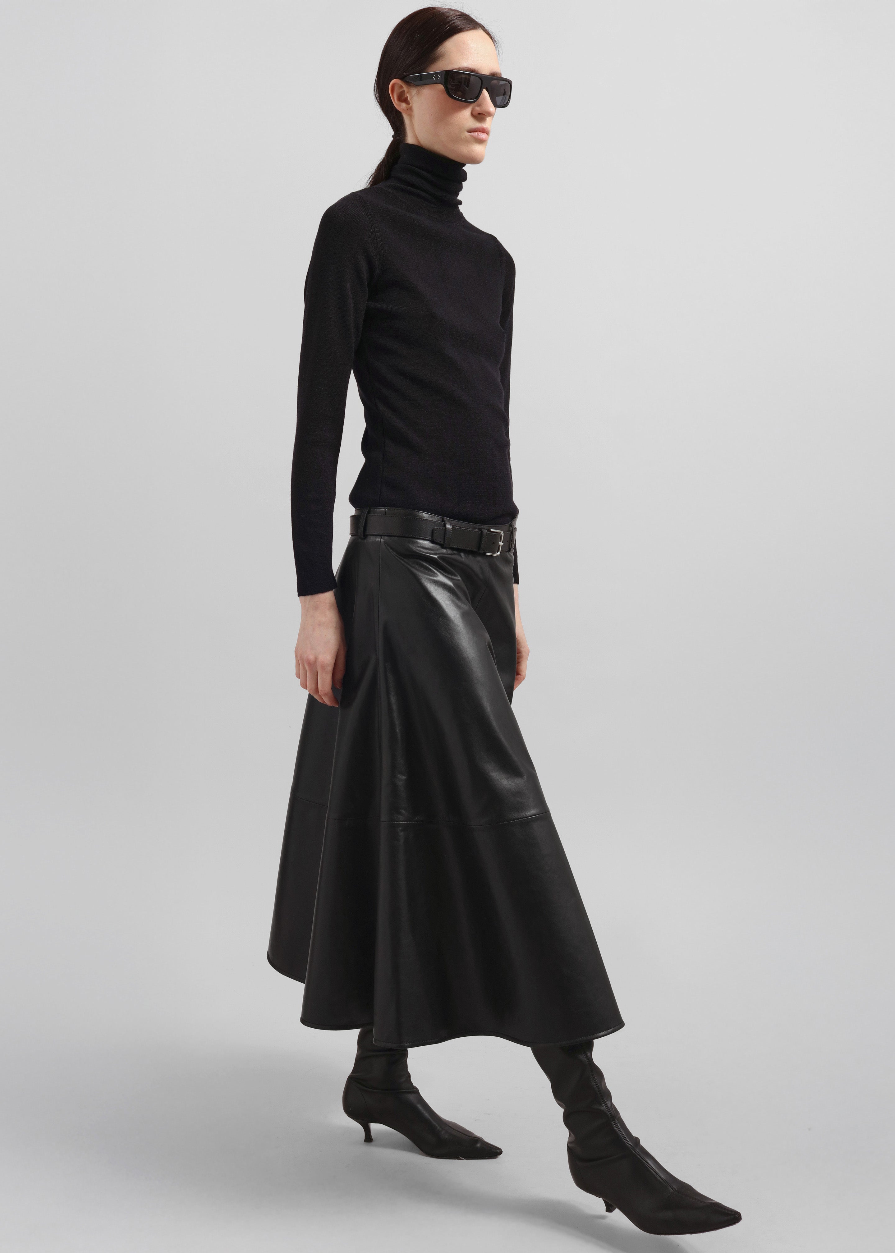 Savil Leather Midi Skirt - Black – The Frankie Shop