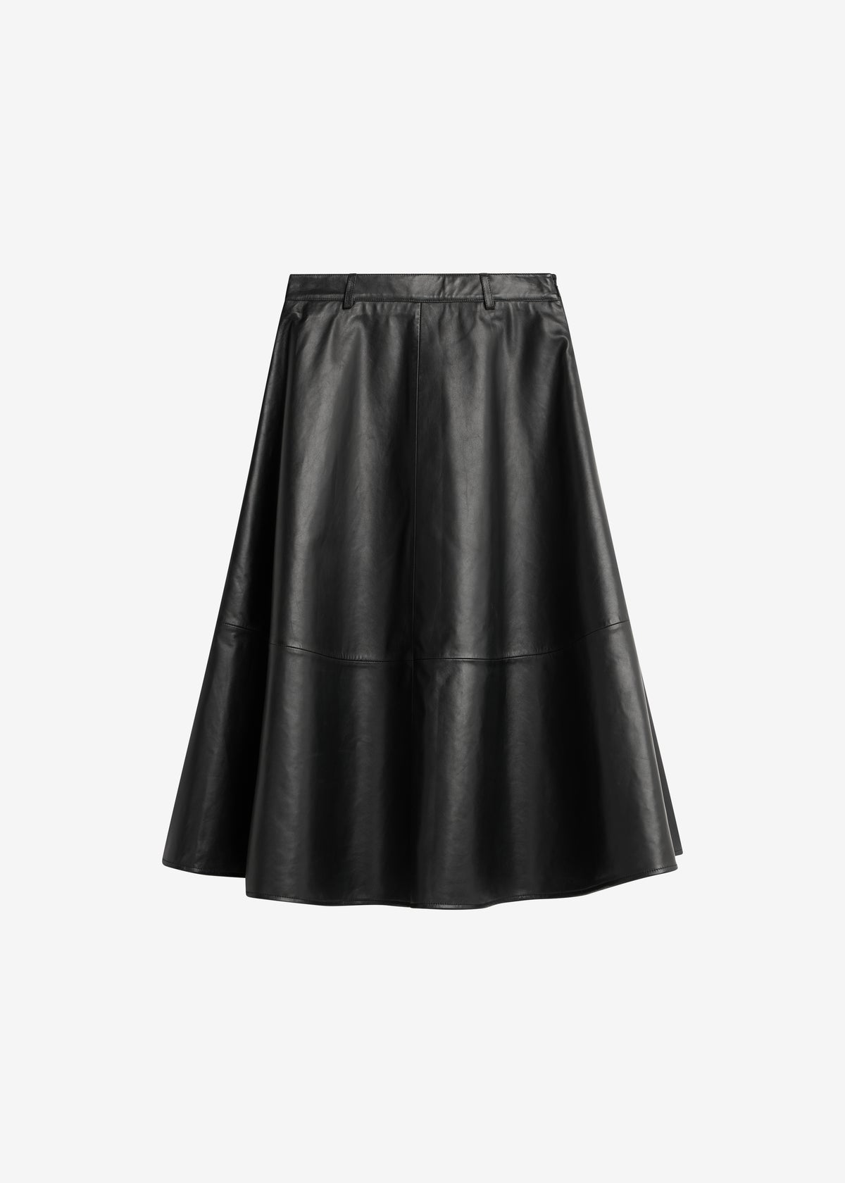 Savil Leather Midi Skirt - Black - 7