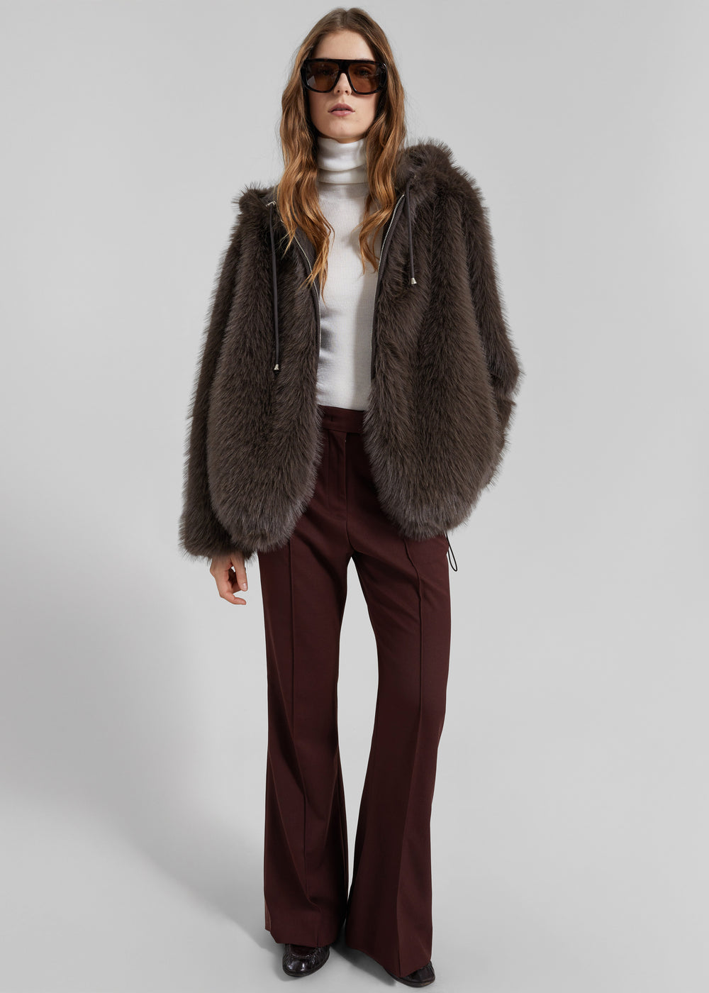 Savoie Faux Fur Hooded Jacket - Brown - 1