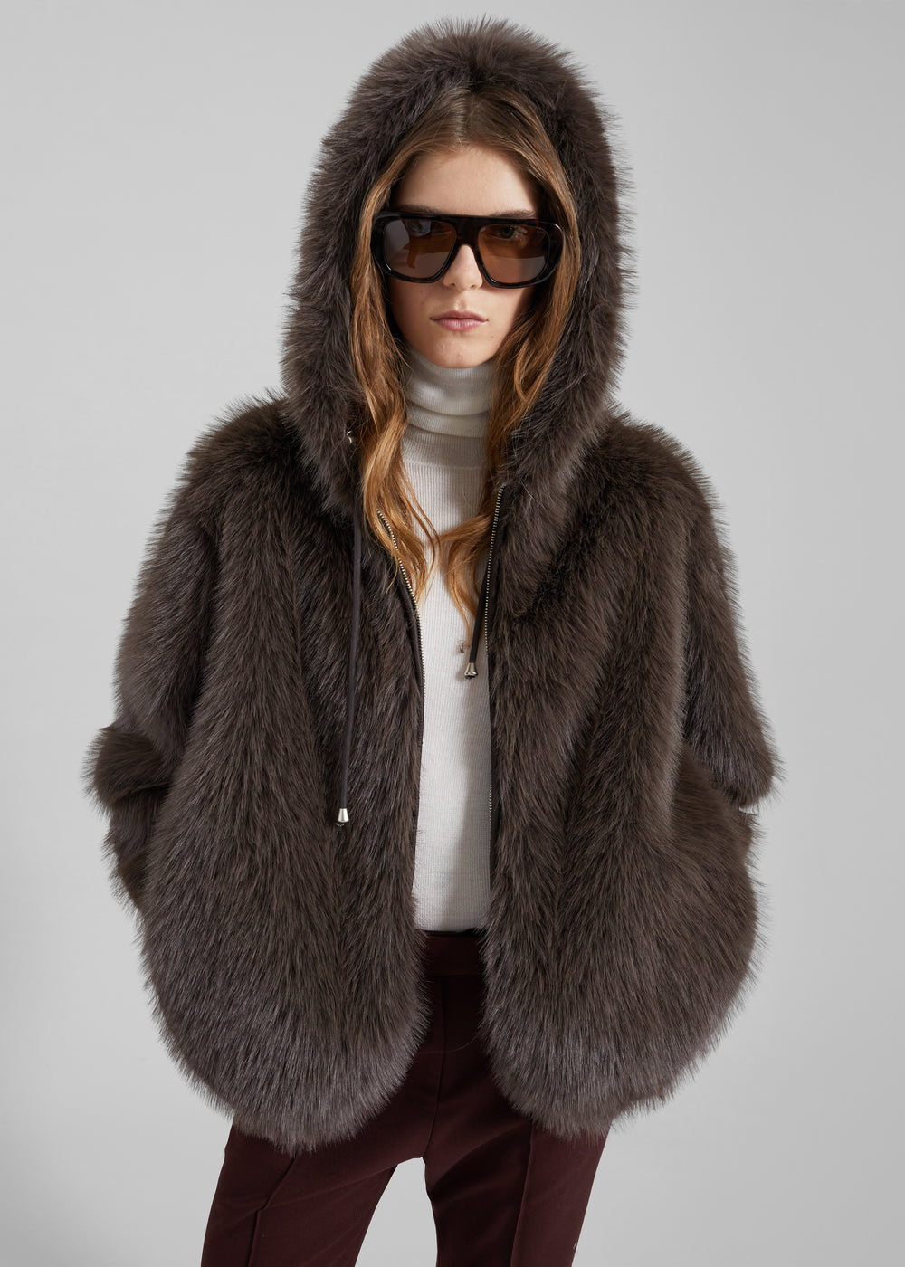 Savoie Faux Fur Hooded Jacket - Brown