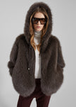 Savoie Faux Fur Hooded Jacket - Brown