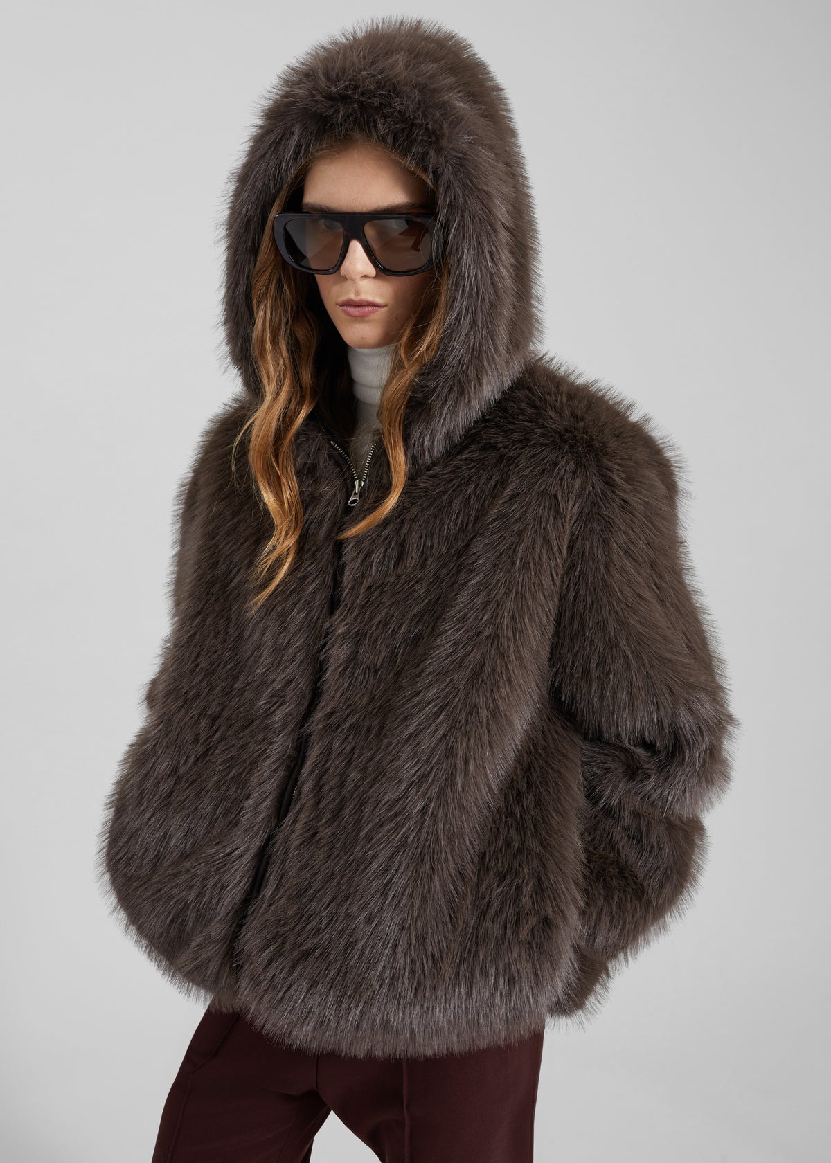 Savoie Faux Fur Hooded Jacket - Brown - 5