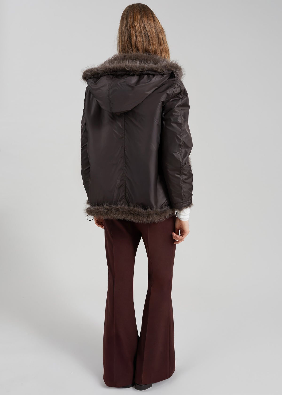Savoie Faux Fur Hooded Jacket - Brown - 6