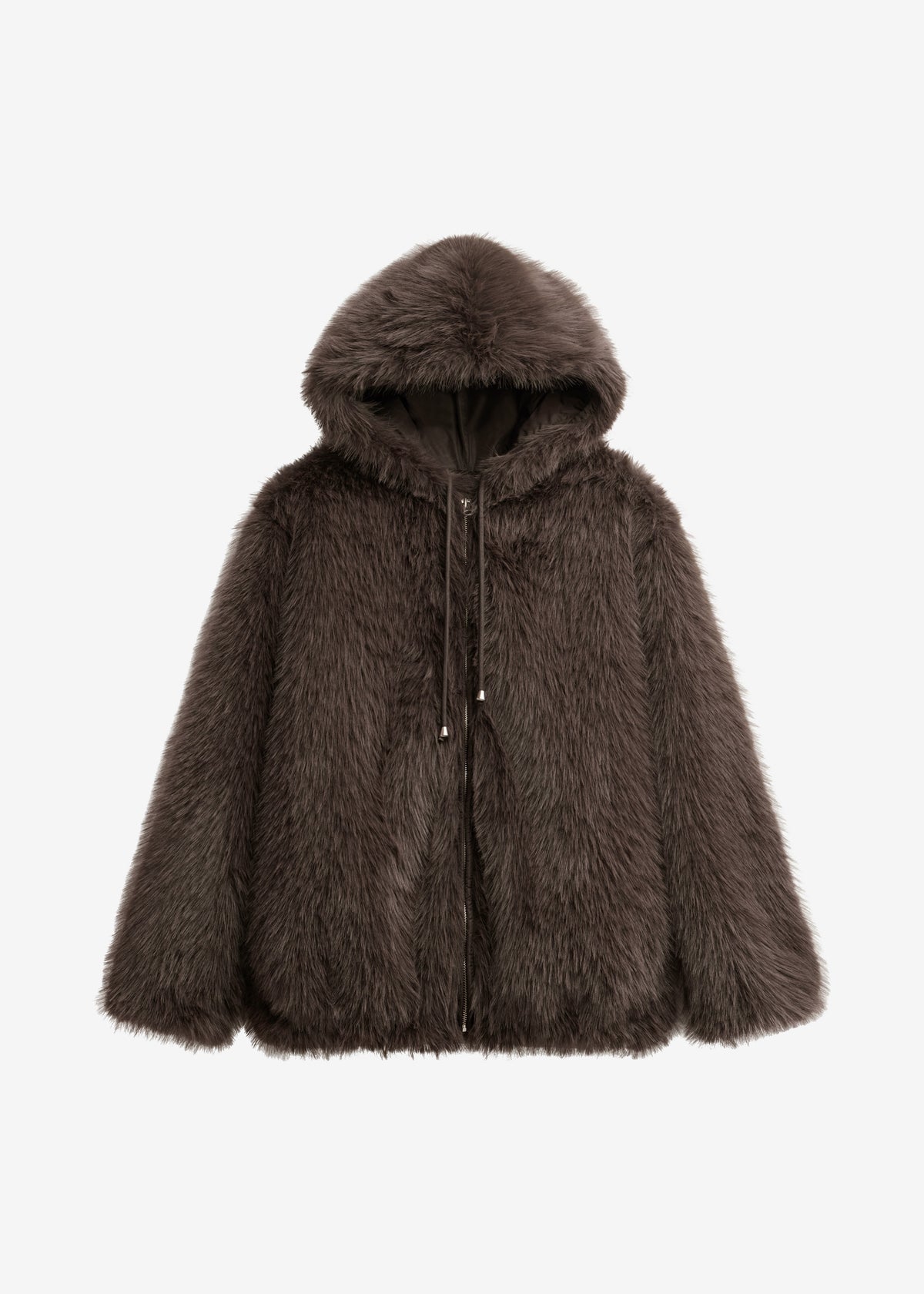 Savoie Faux Fur Hooded Jacket - Brown - 7