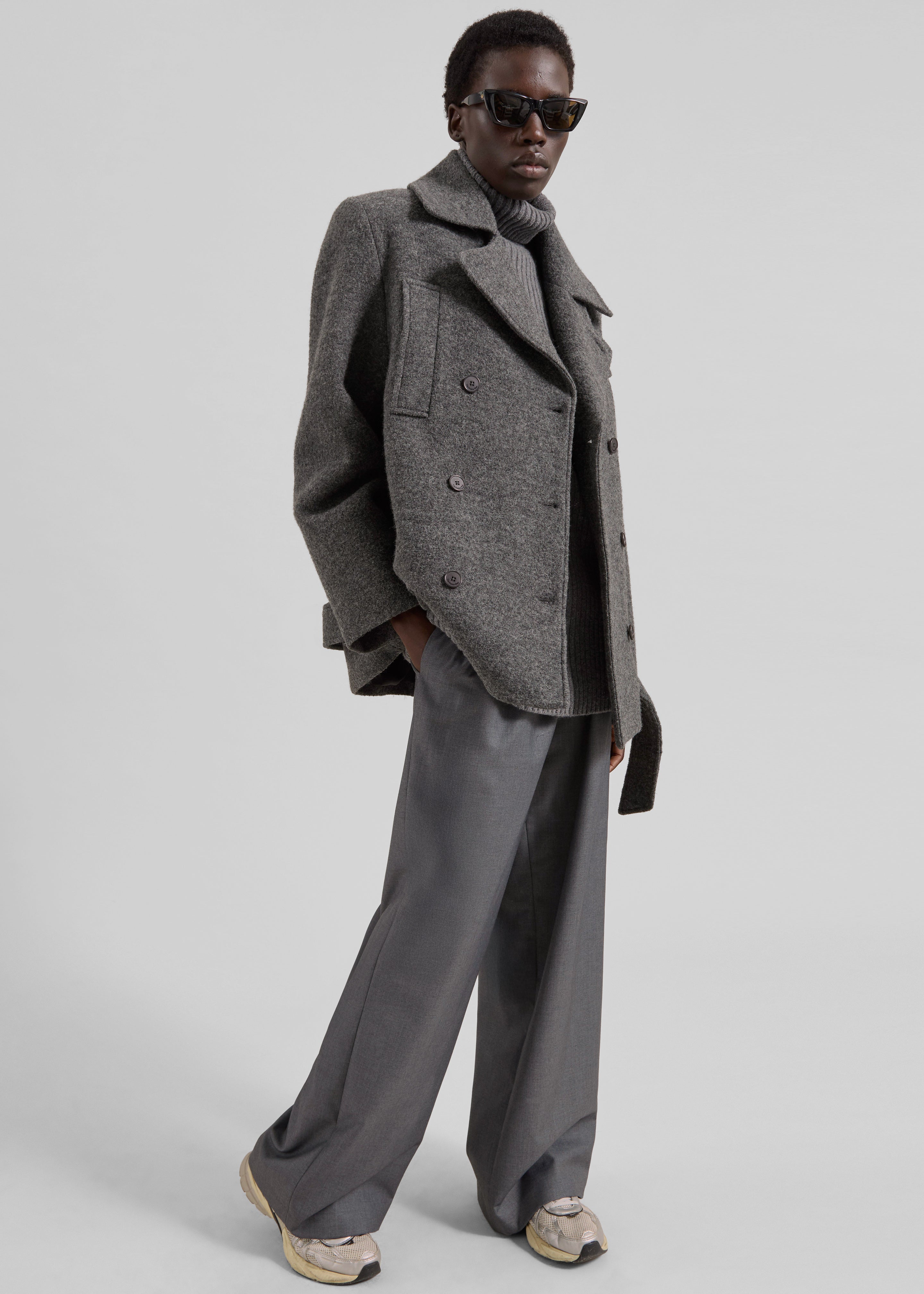 Scothern Brushed Wool Peacoat - Grey Melange - 9