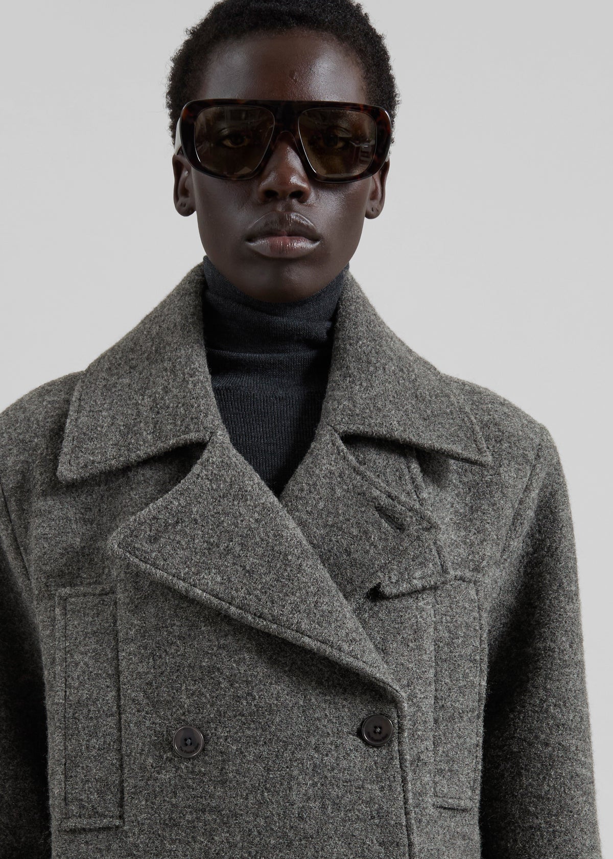 Scothern Brushed Wool Peacoat - Grey Melange - 10