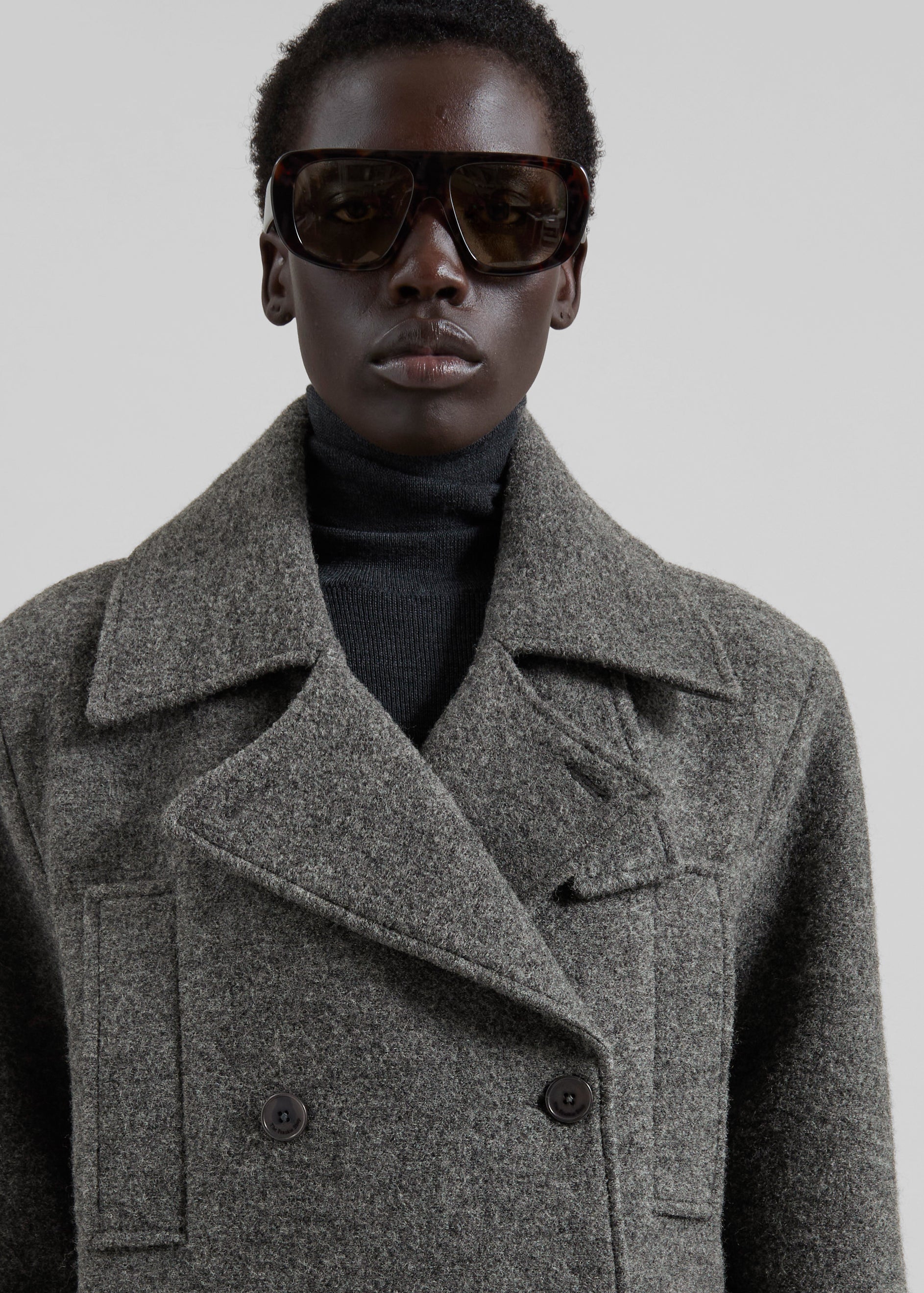 Scothern Brushed Wool Peacoat - Grey Melange - 10