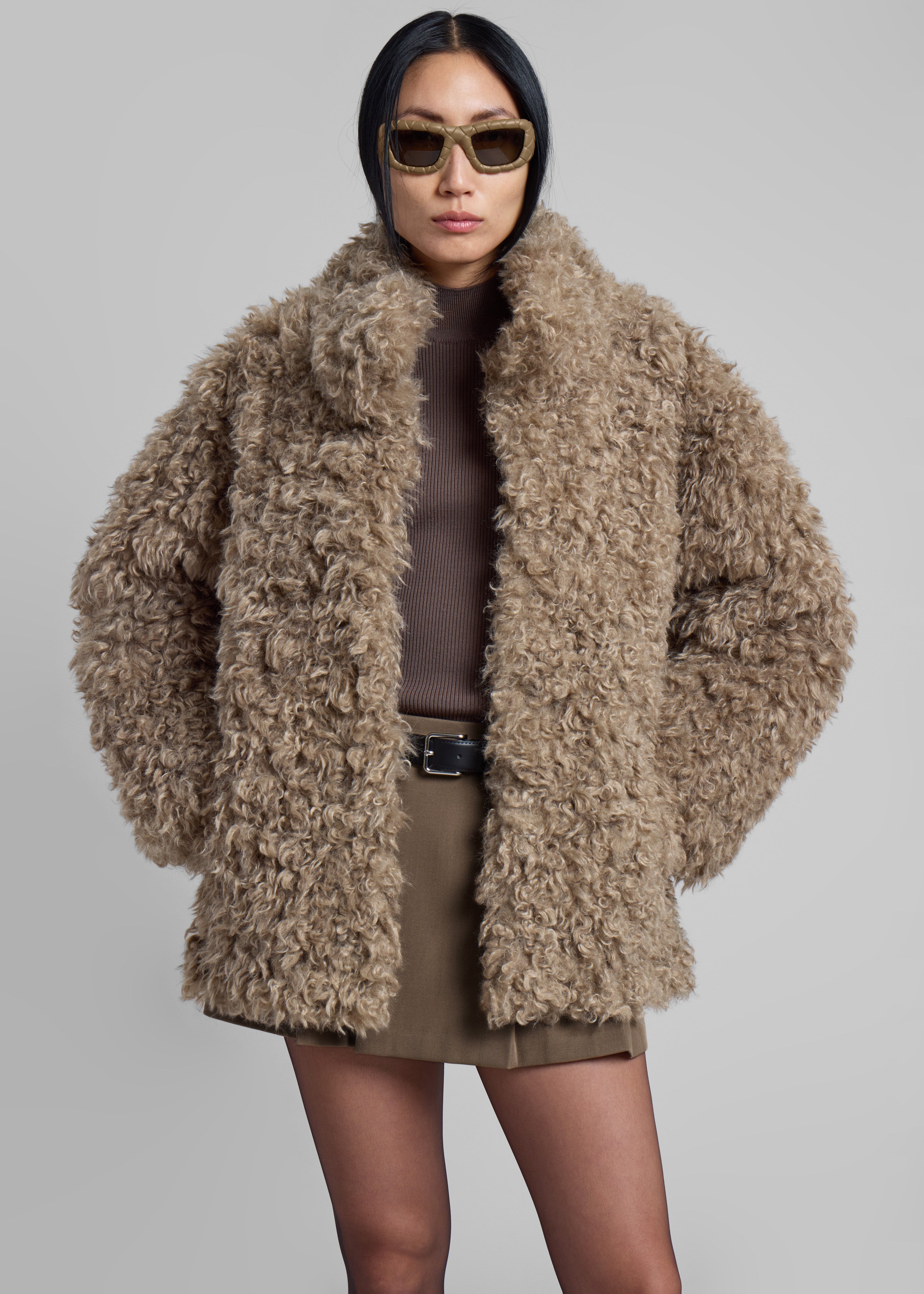 Scotia Faux Shearling Jacket - Beige - 4