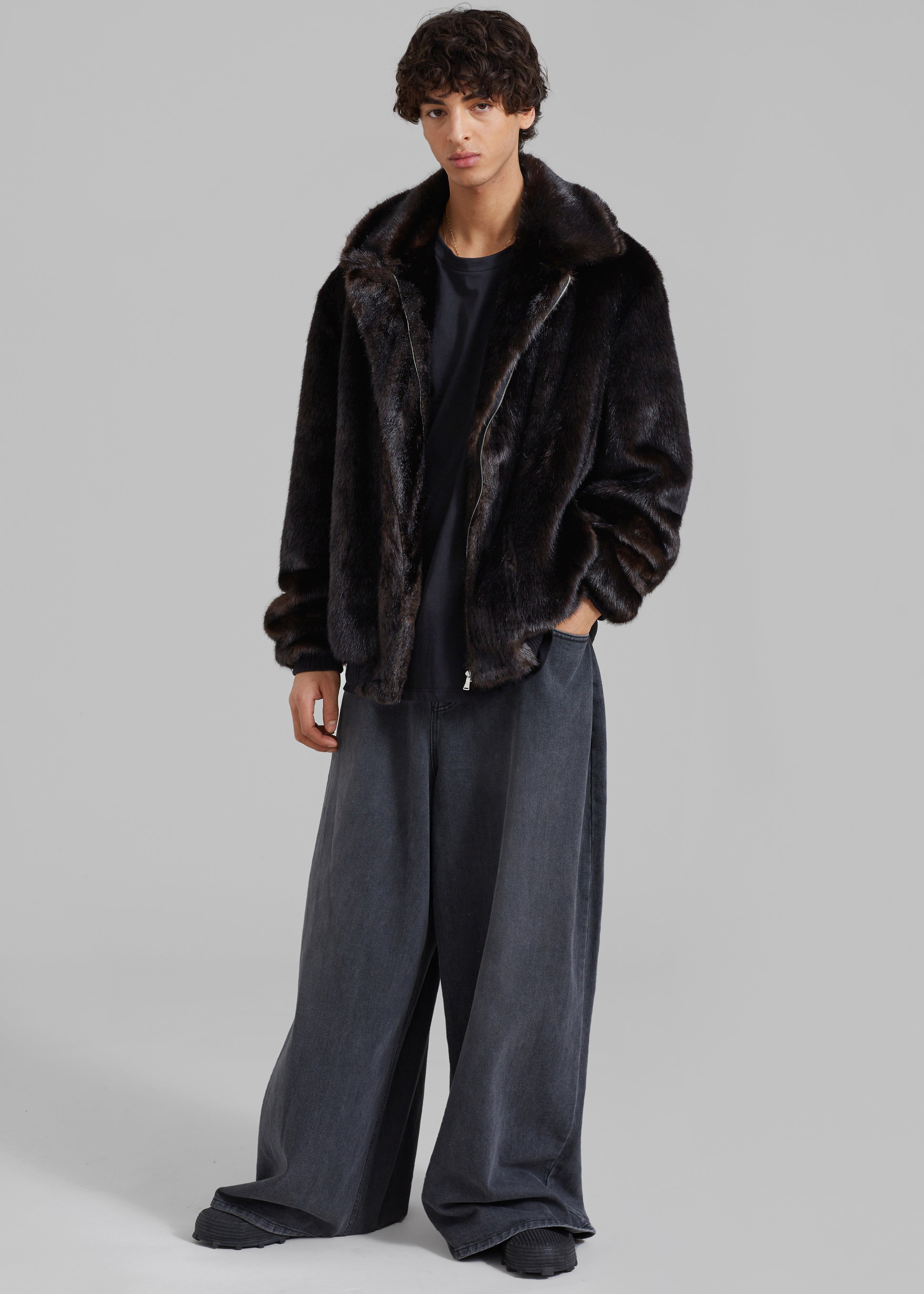 Scott Faux Fur Bomber - Dark Espresso