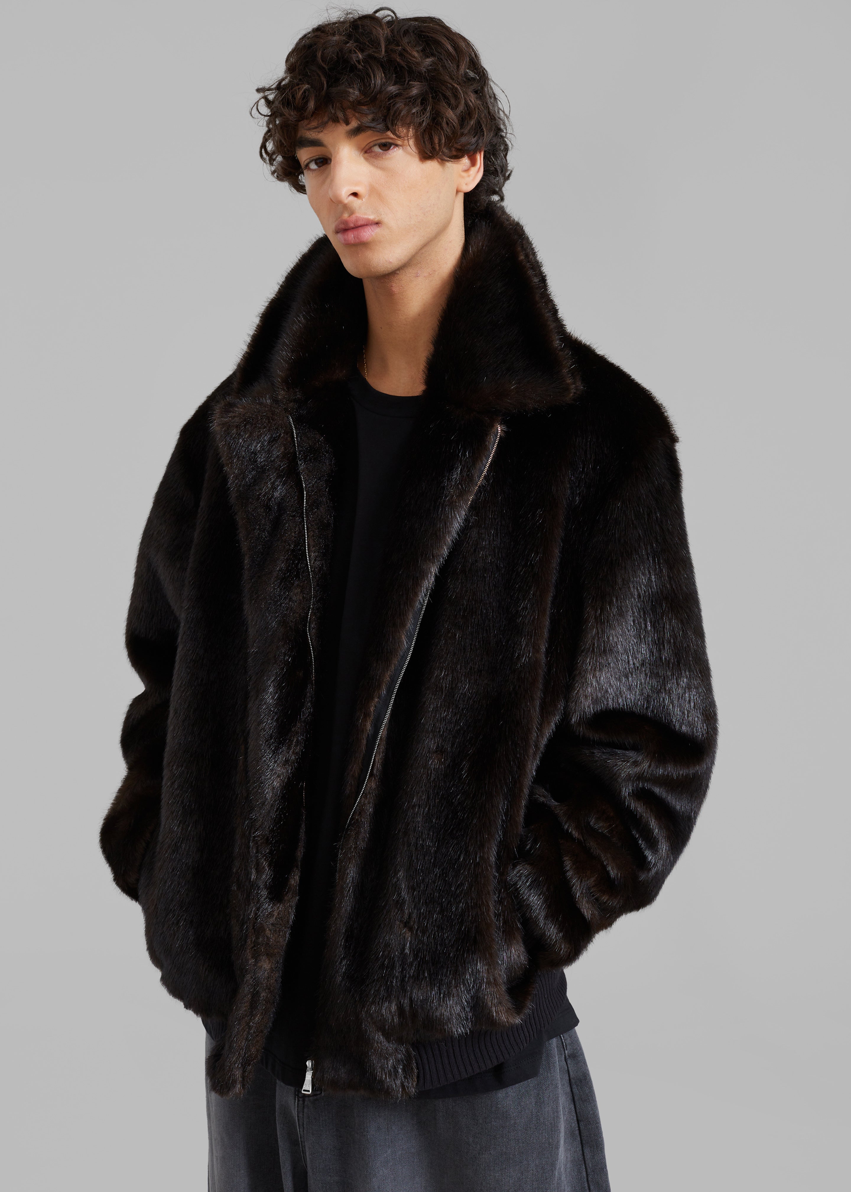 Denny&Dora Big Lapel Collar Fur Jacket Fashion Luxury Natural Fur Coats Men  Silver Fox Fur Coat Short at Amazon Men's Clothing store