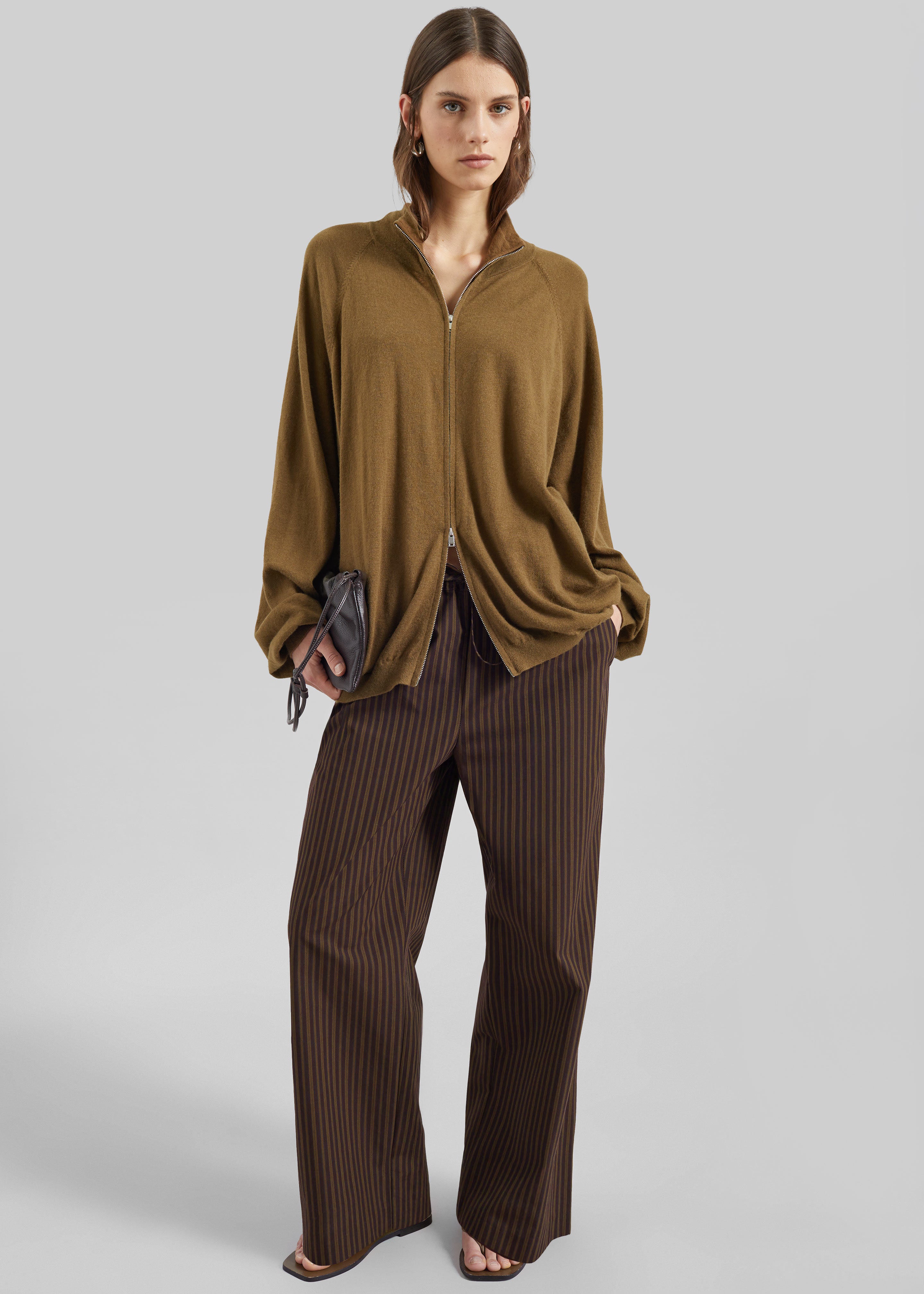 Seia Cotton Drawstring Pants - Burgundy Stripe - 3