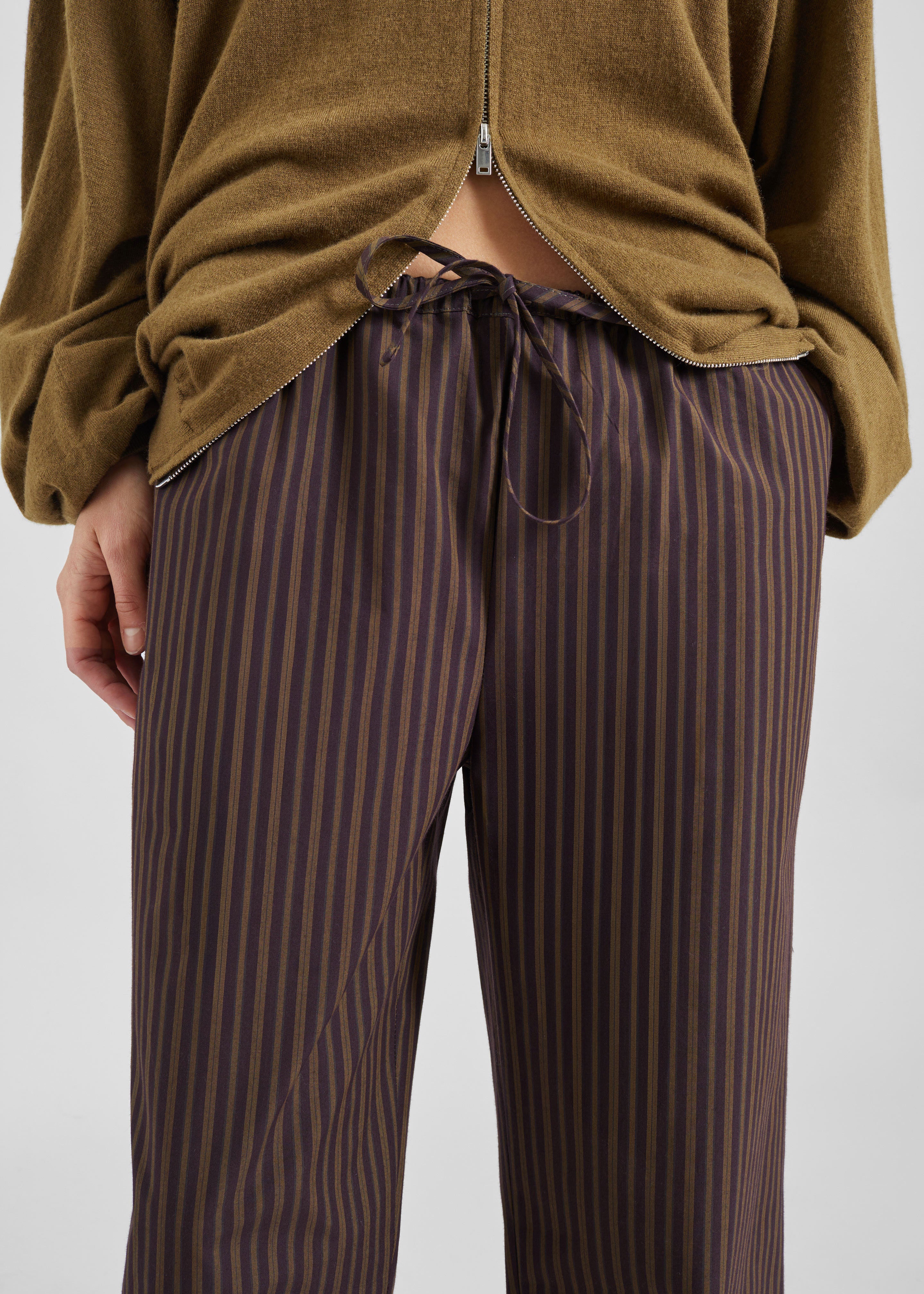 Seia Cotton Drawstring Pants - Burgundy Stripe – The Frankie Shop