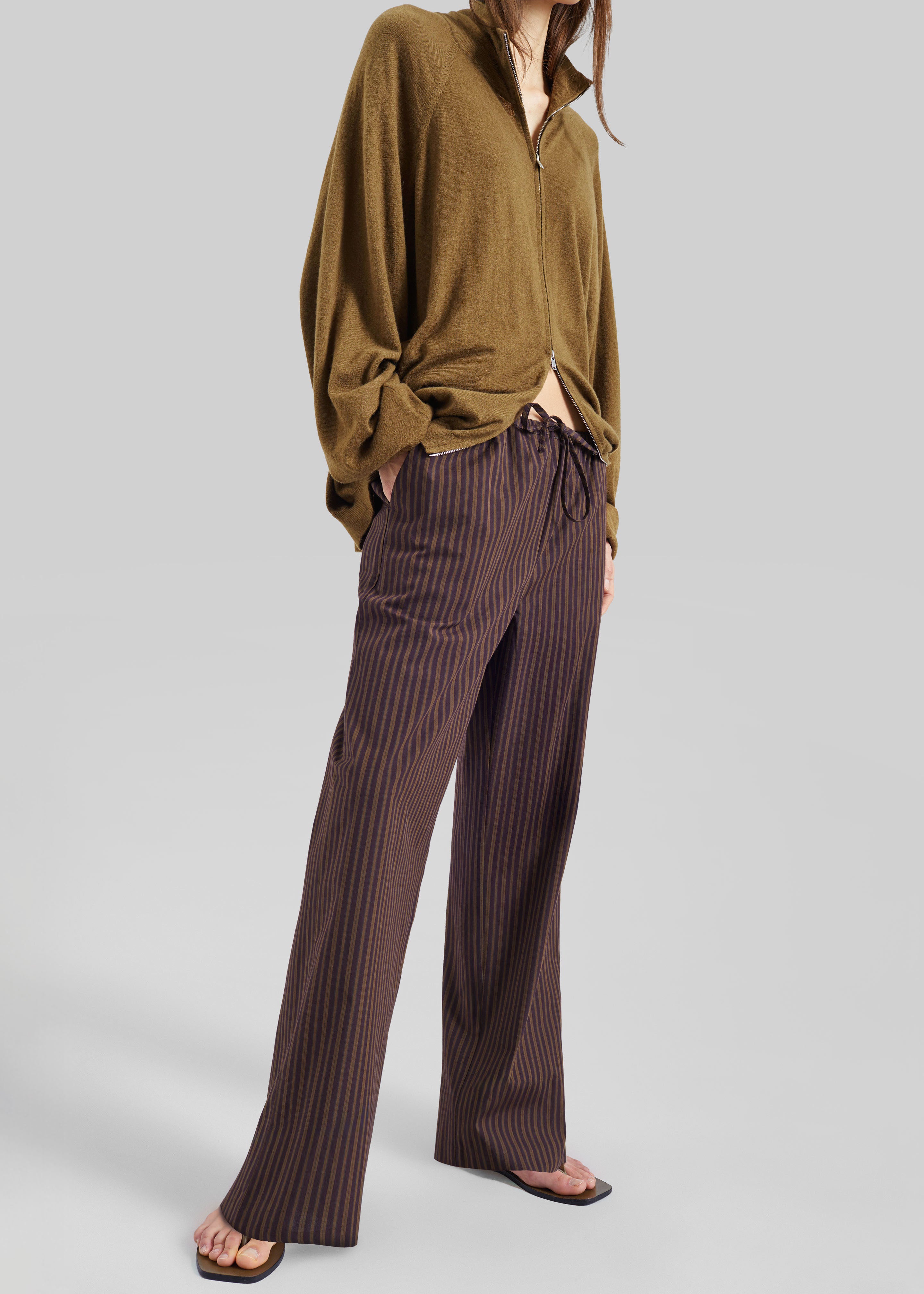 Seia Cotton Drawstring Pants - Burgundy Stripe – The Frankie Shop