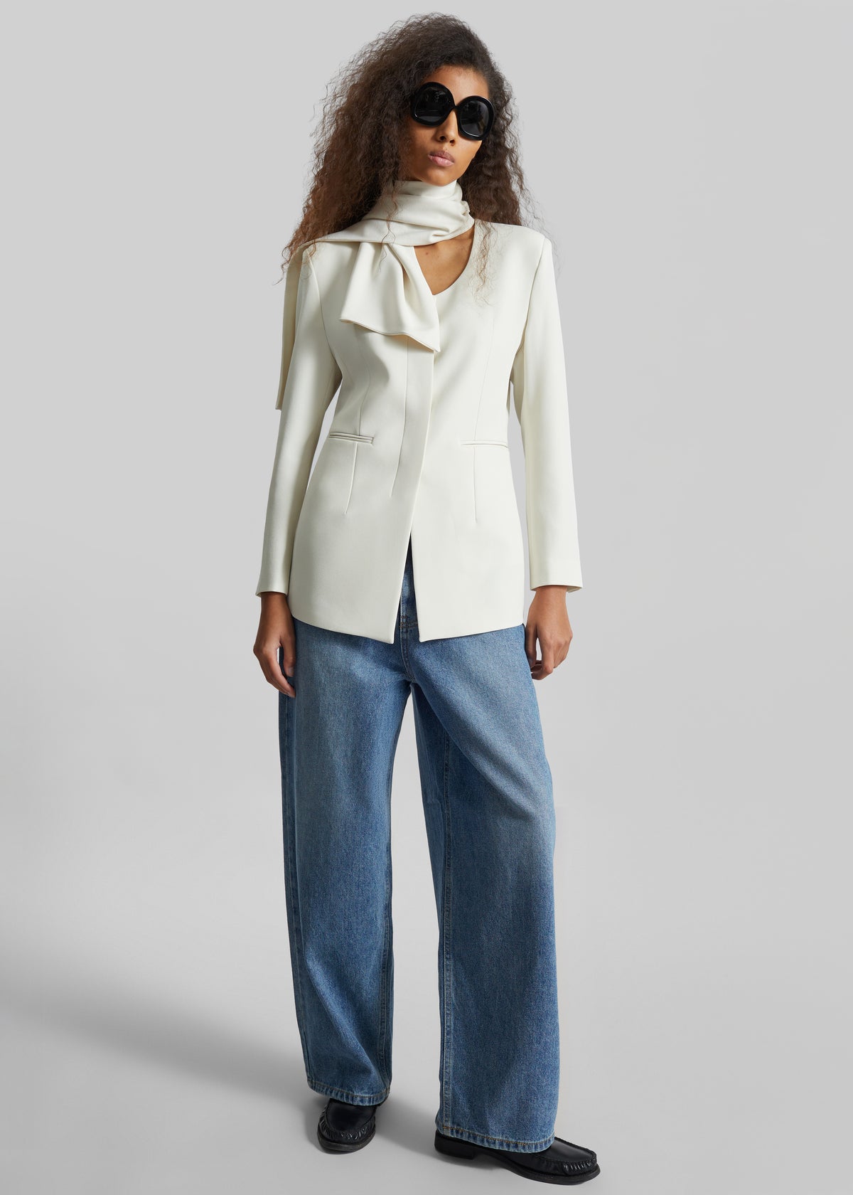 Seika Scarf Blazer - Ivory - 6
