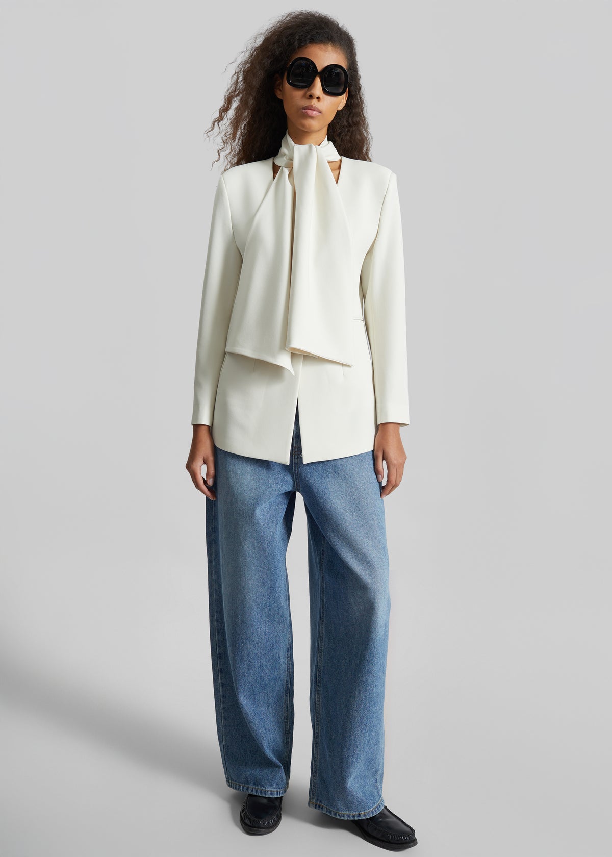 Seika Scarf Blazer - Ivory - 7