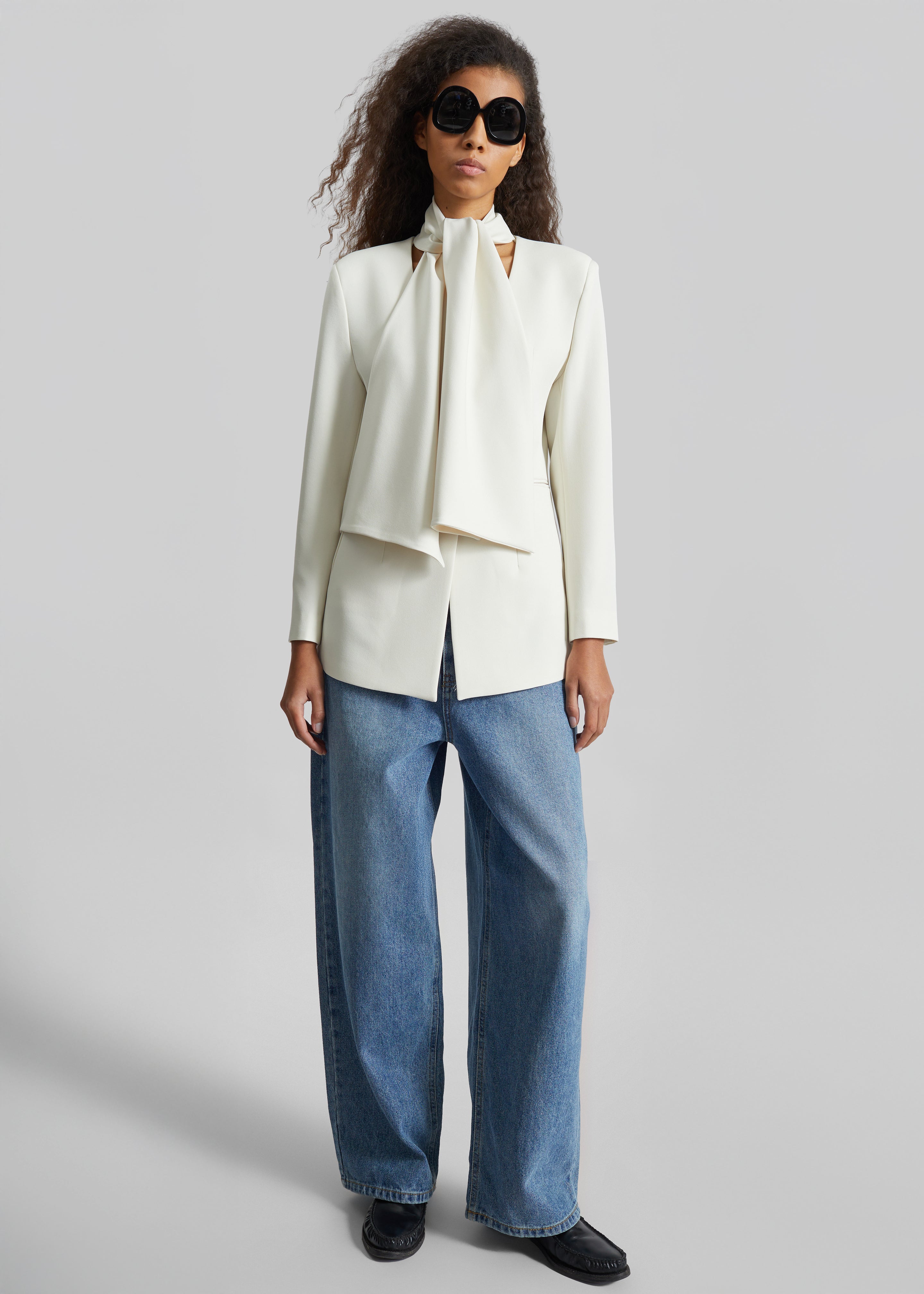 Seika Scarf Blazer - Ivory - 7