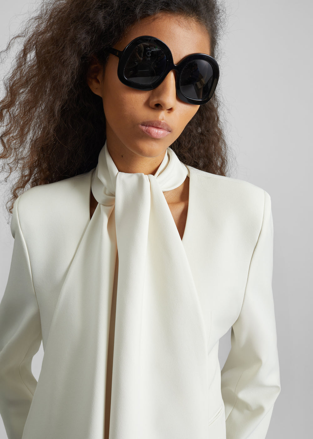 Seika Scarf Blazer - Ivory - 1