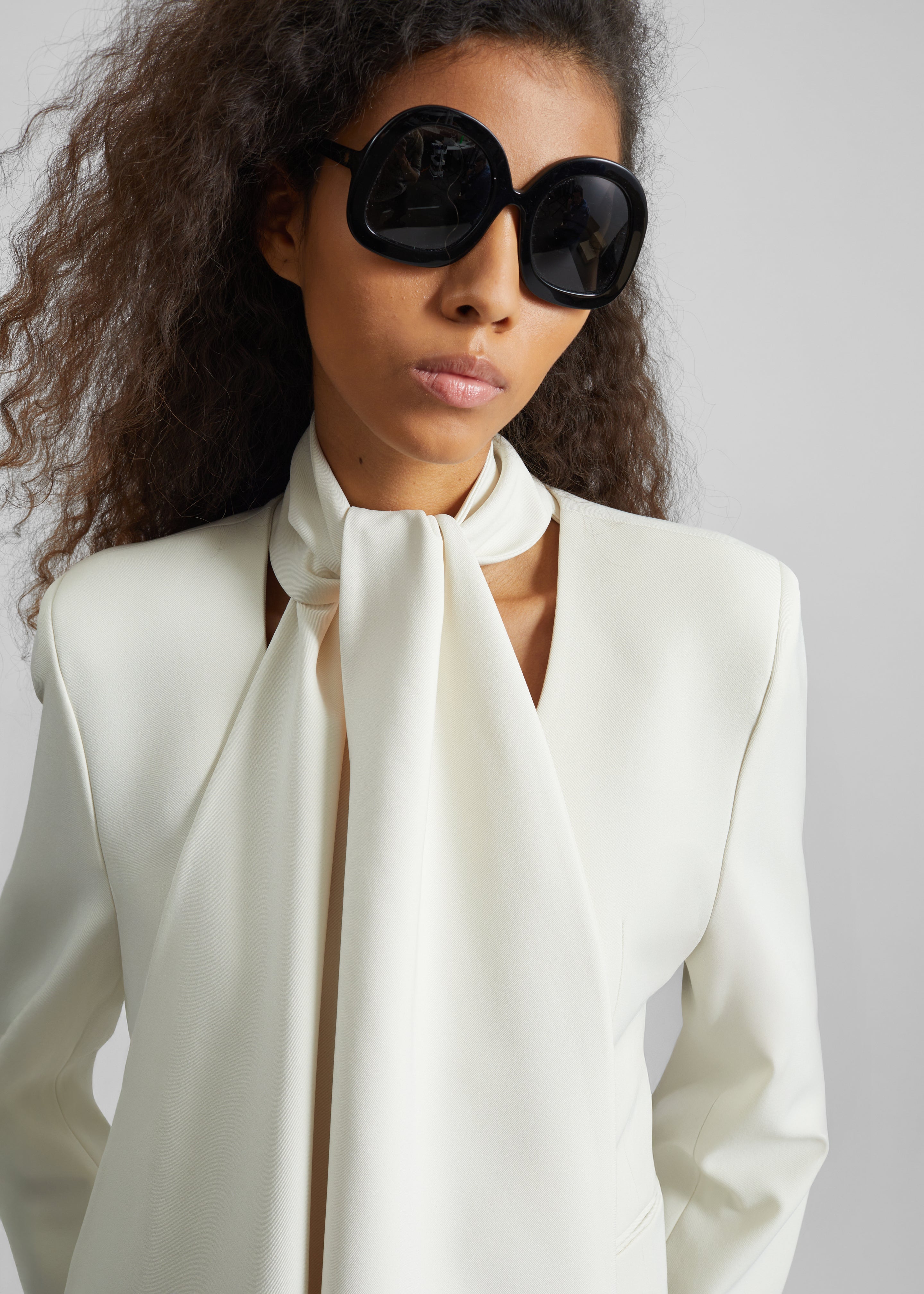 Seika Scarf Blazer - Ivory - 2