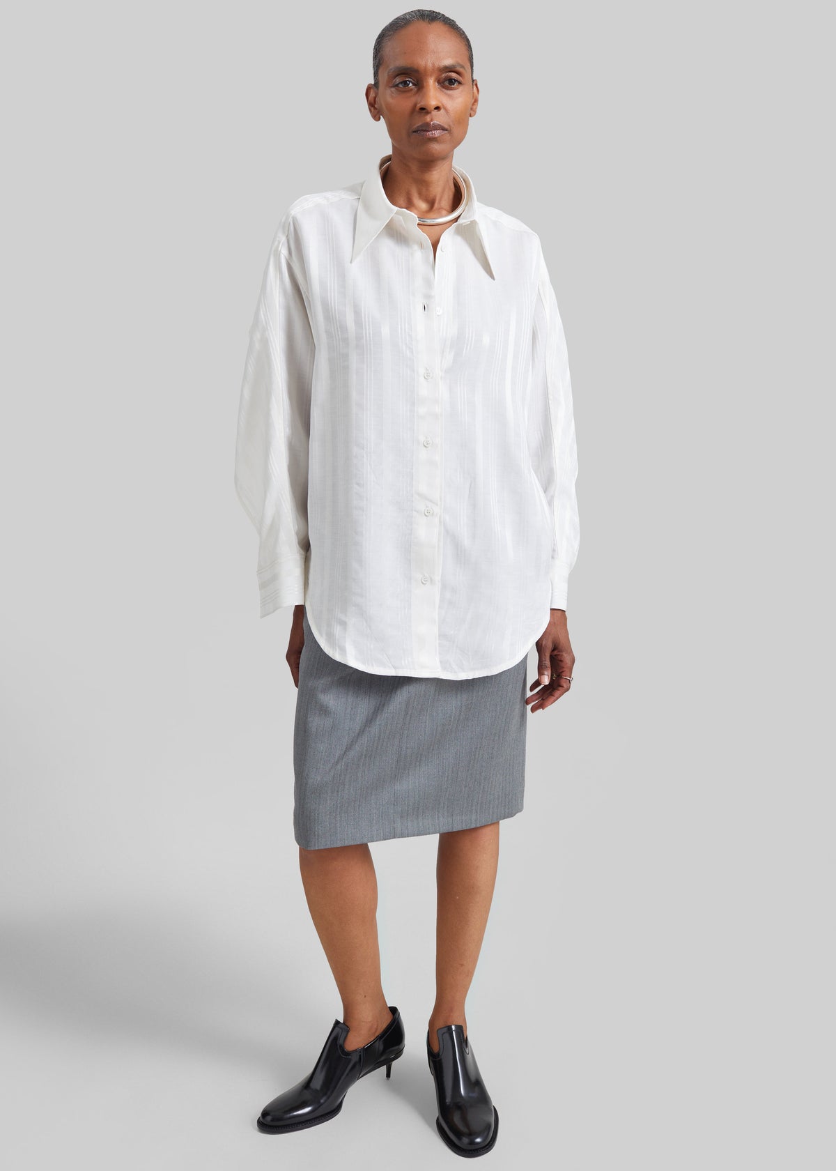 Shop the look image for Selin Back Vent Shirt - White