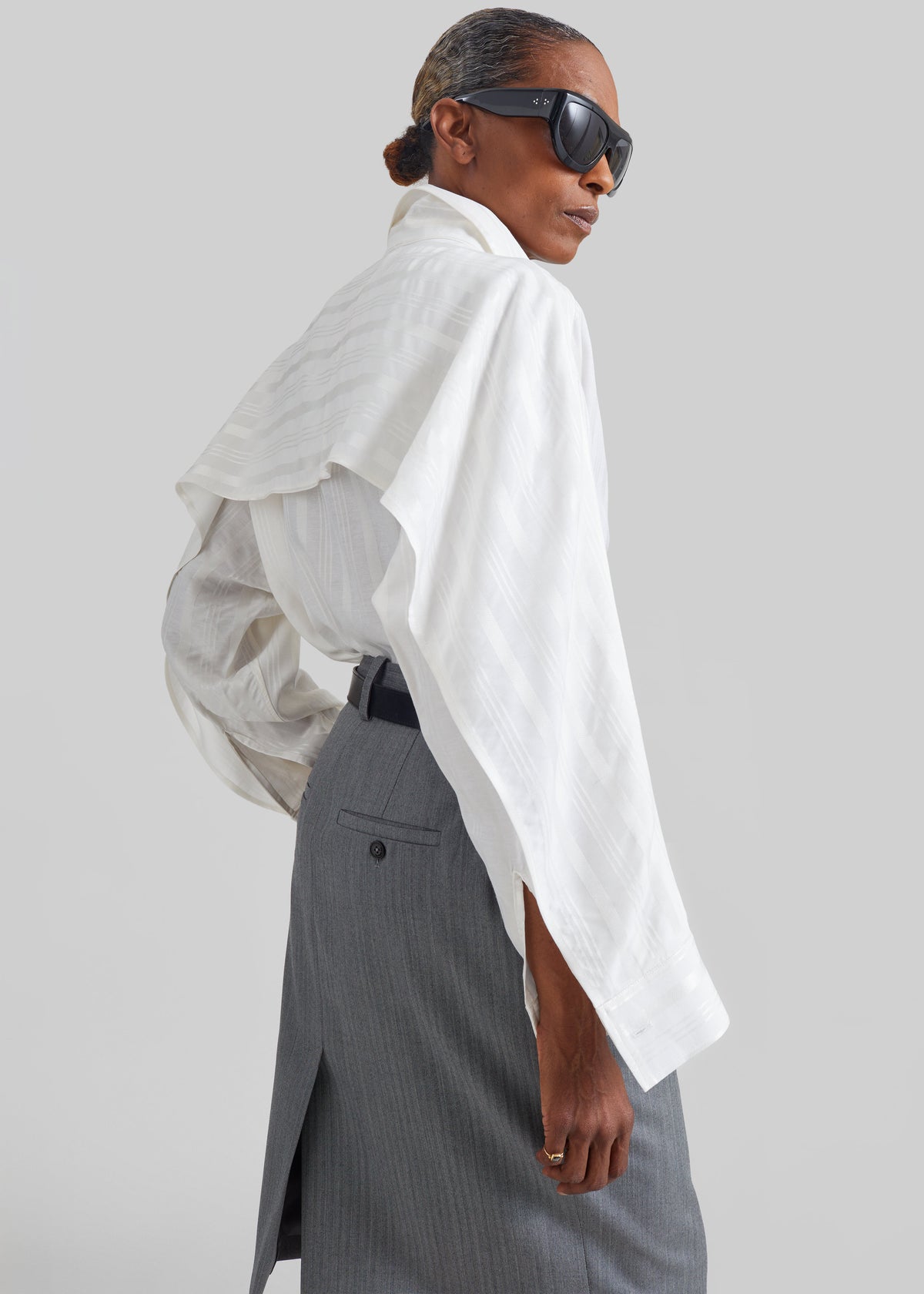 Selin Back Vent Shirt - White