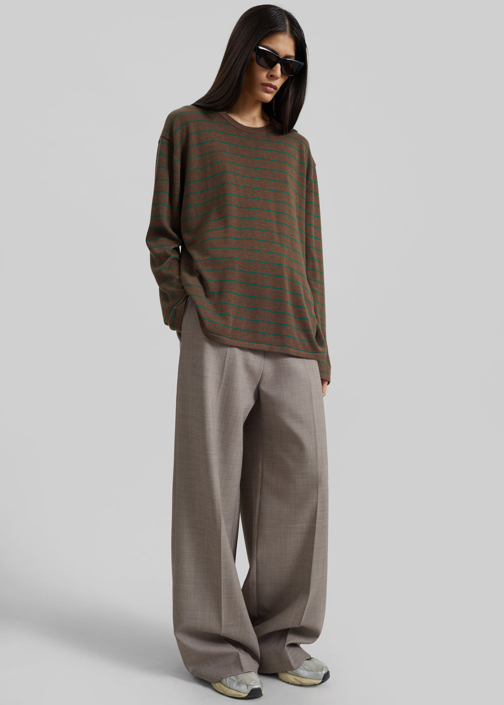 Sena Knit Pullover - Brown/Green Stripe - 1