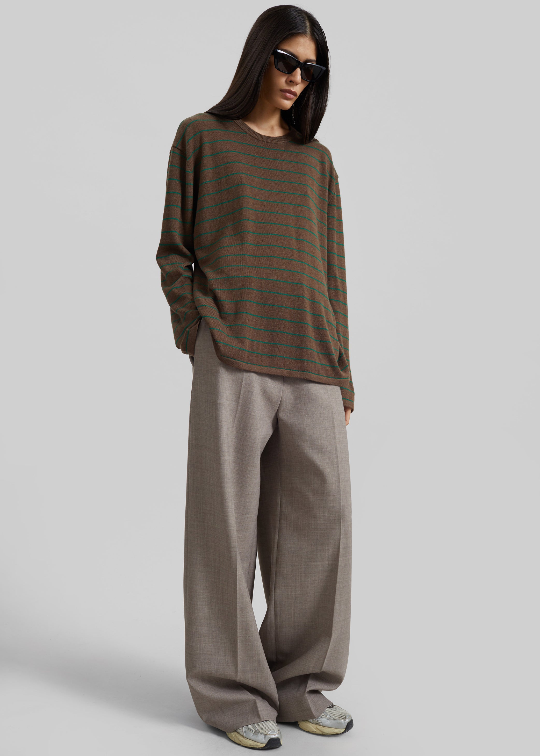 Shop the look image for Sena Knit Pullover - Brown/Green Stripe