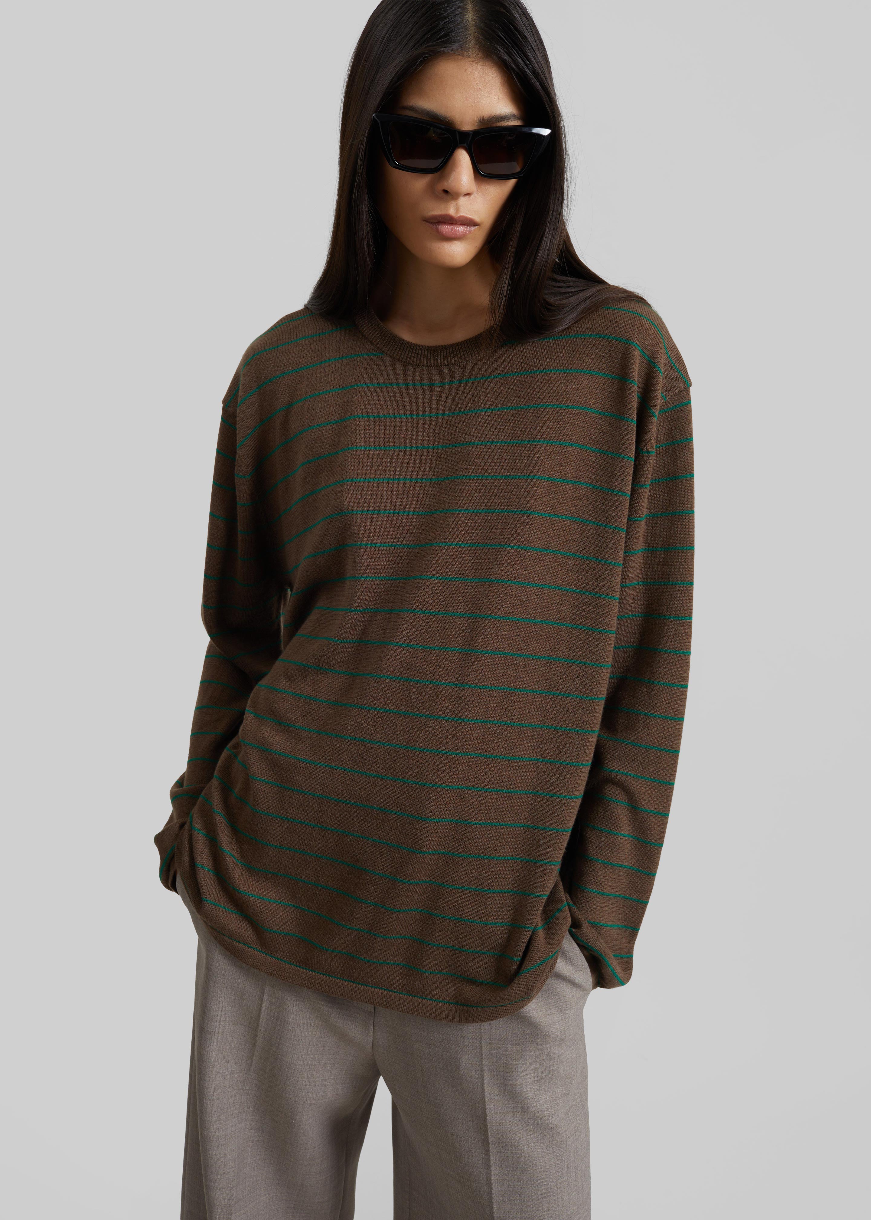 Sena Knit Pullover - Brown/Green Stripe - 5