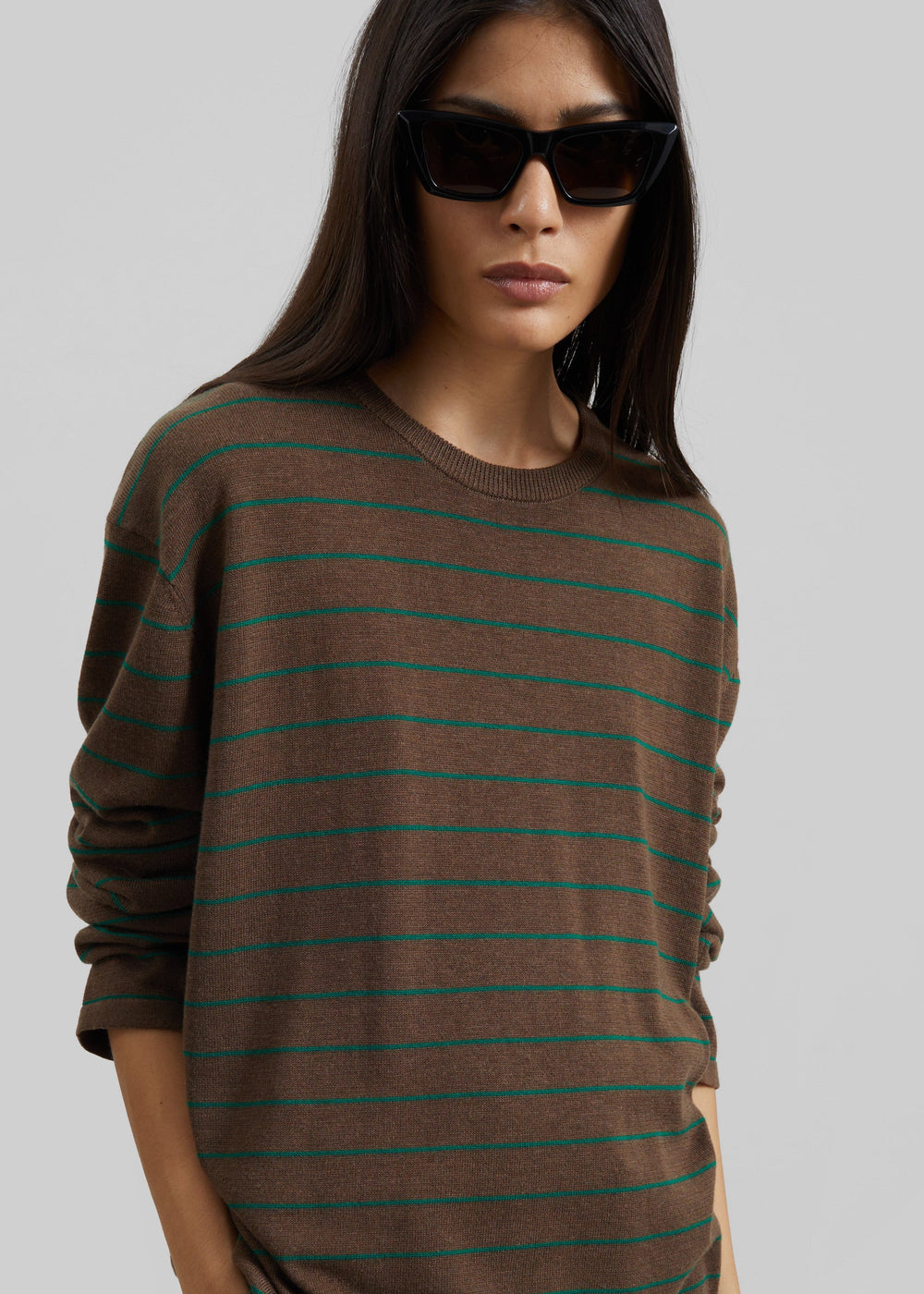 Sena Knit Pullover - Brown/Green Stripe