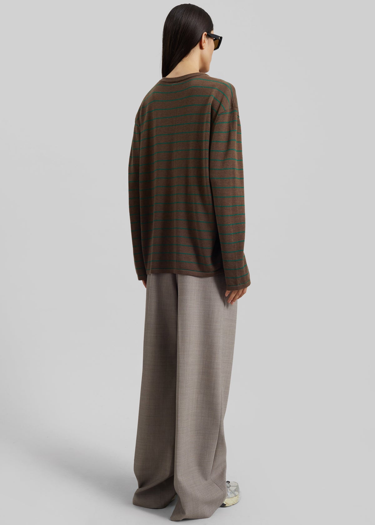 Sena Knit Pullover - Brown/Green Stripe - 6