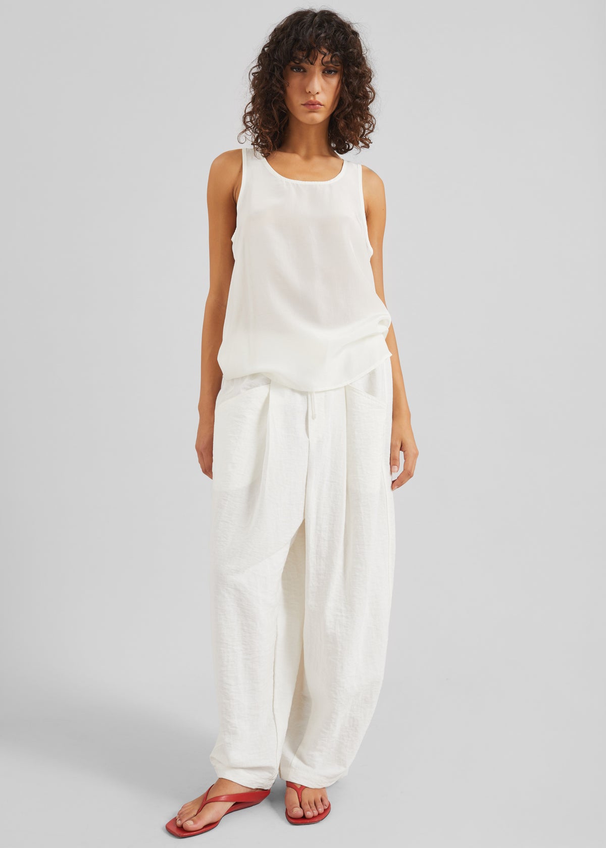 Senart Barrel Leg Pants - Ivory - 1