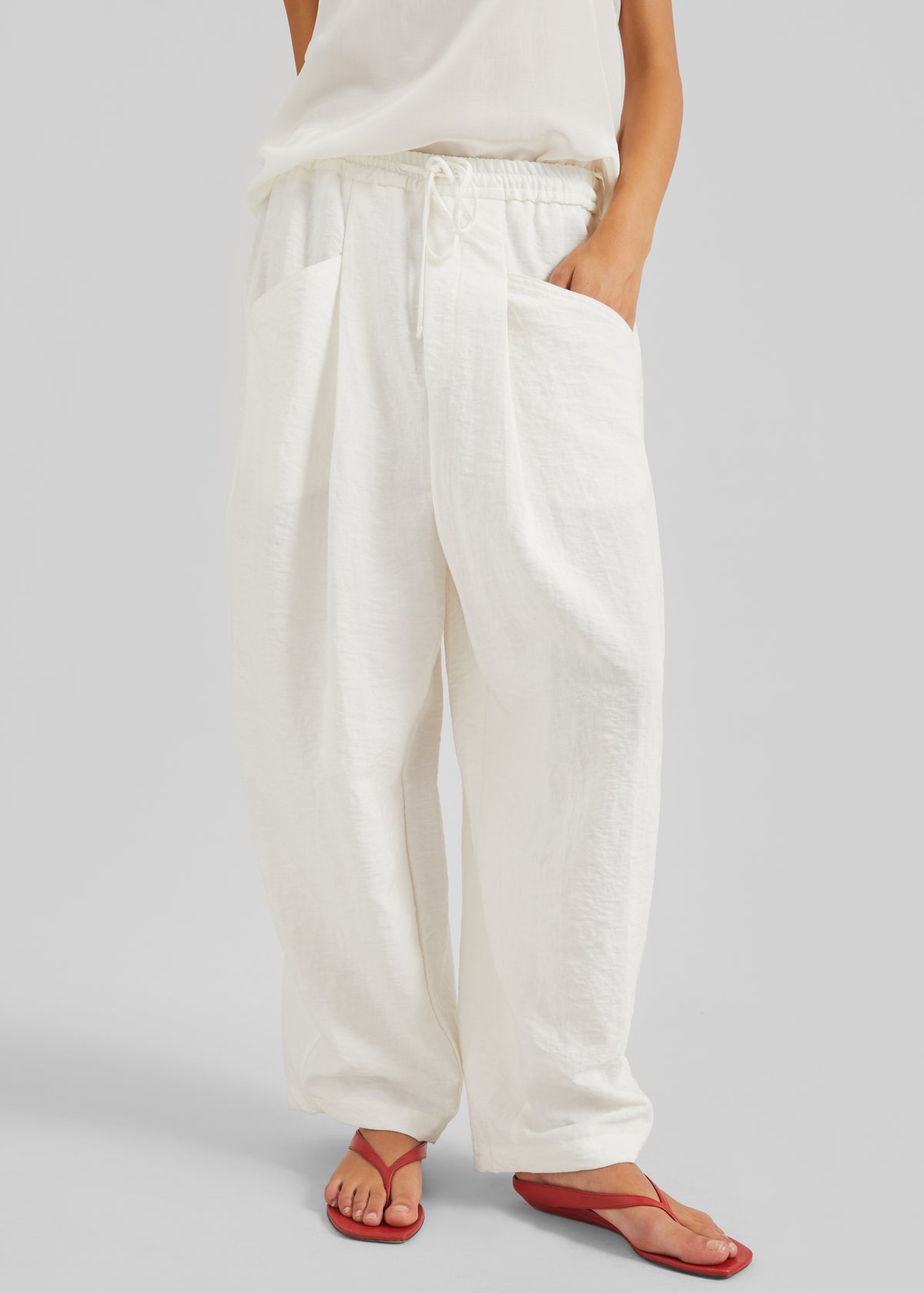 Senart Barrel Leg Pants - Ivory - 3