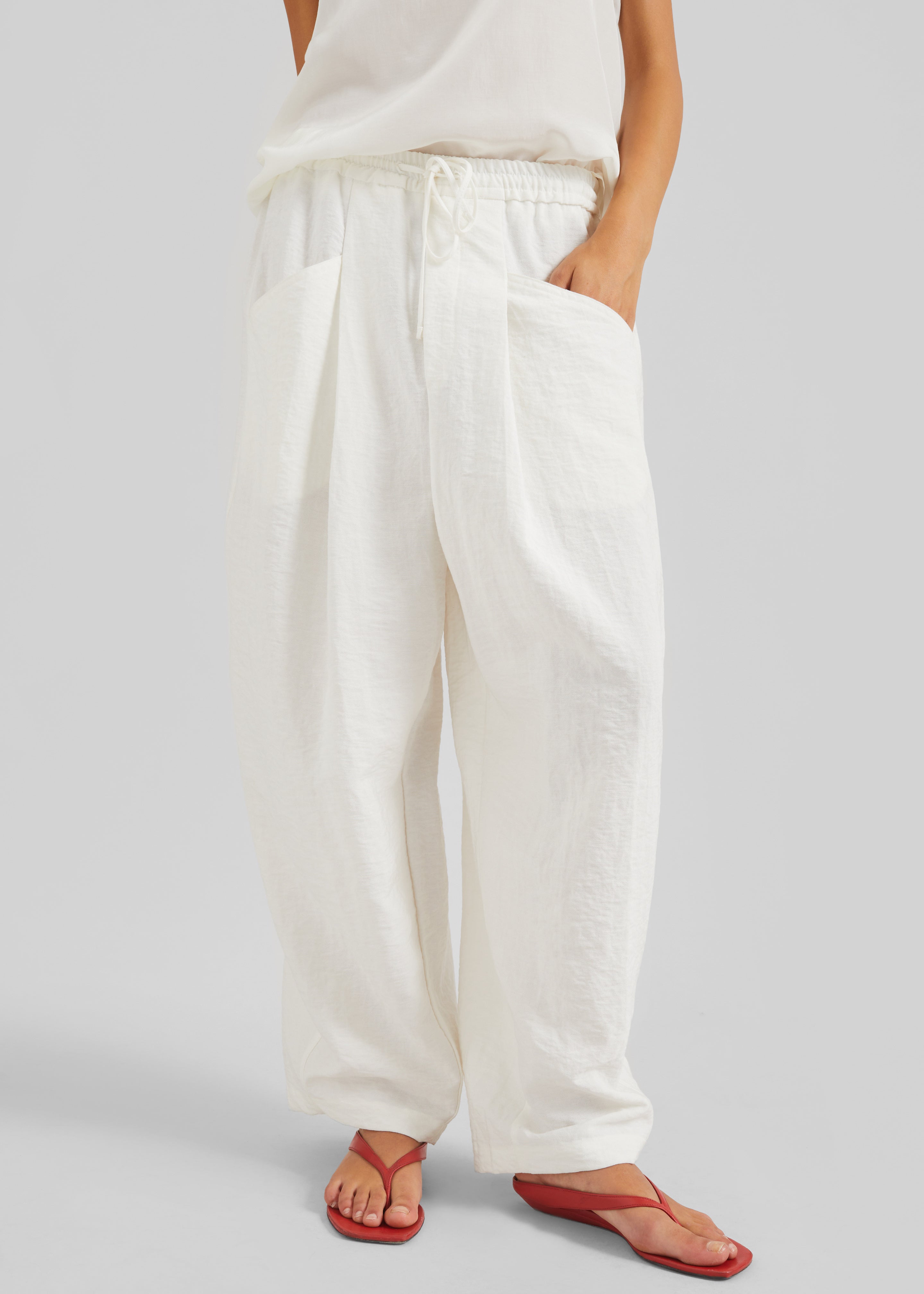 Senart Barrel Leg Pants - Ivory - 3