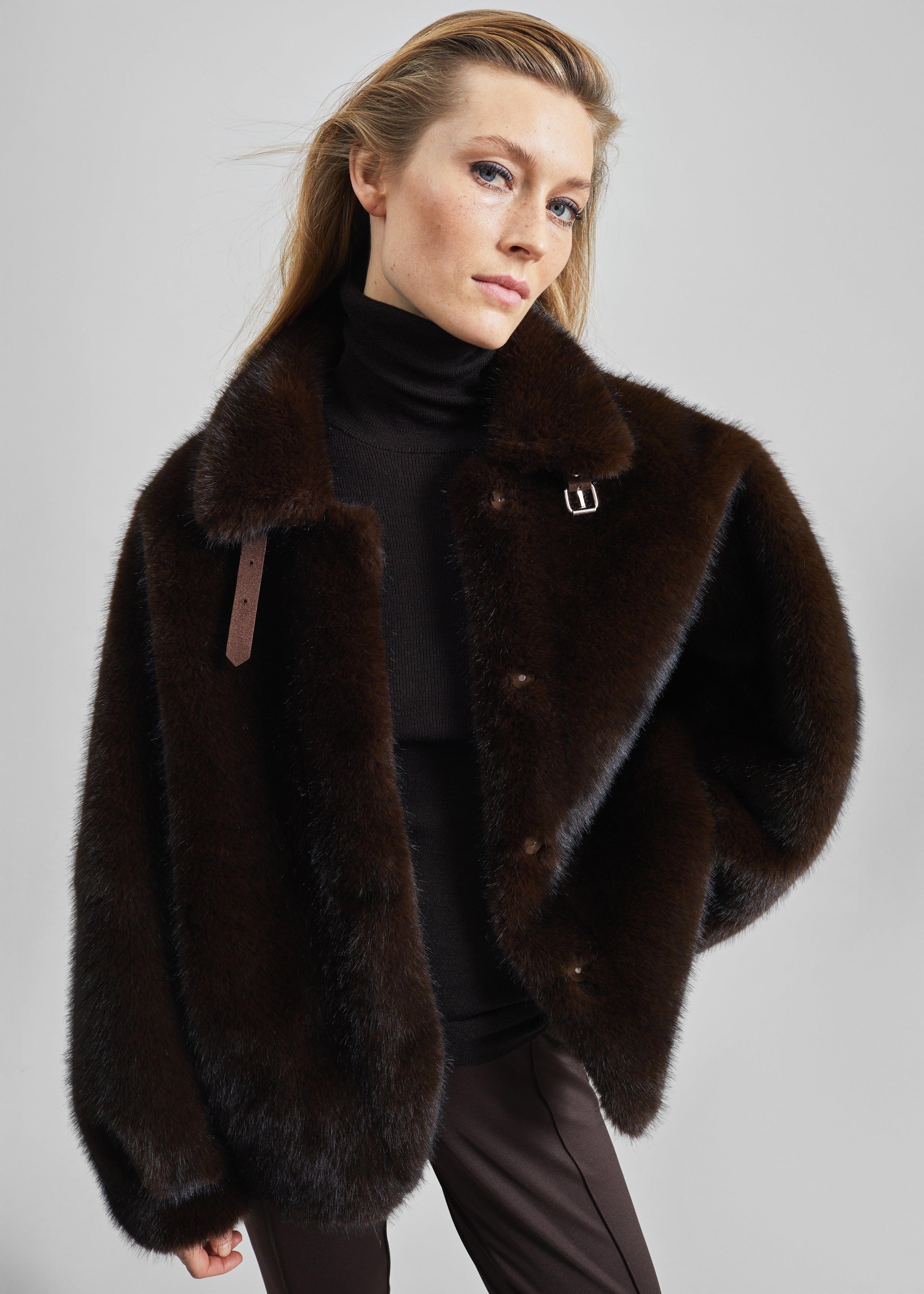 Hope Faux Fur Jacket - Brown – The Frankie Shop