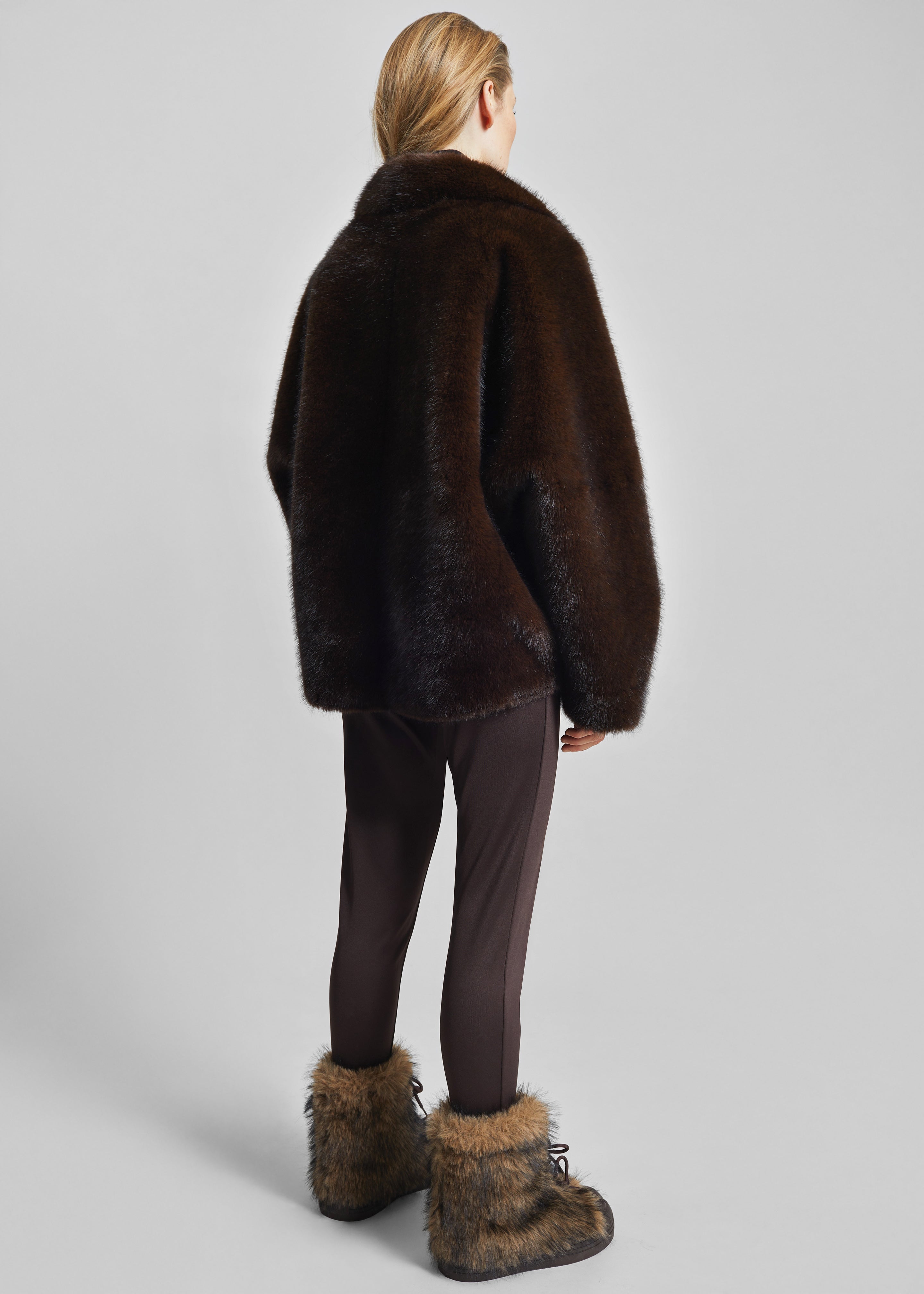 Senja Faux Fur Jacket - Dark Brown - 5