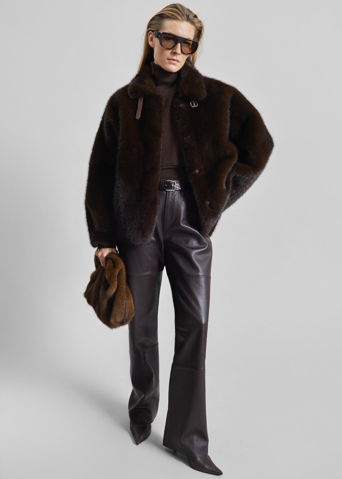 Senja Faux Fur Jacket - Dark Brown - 2