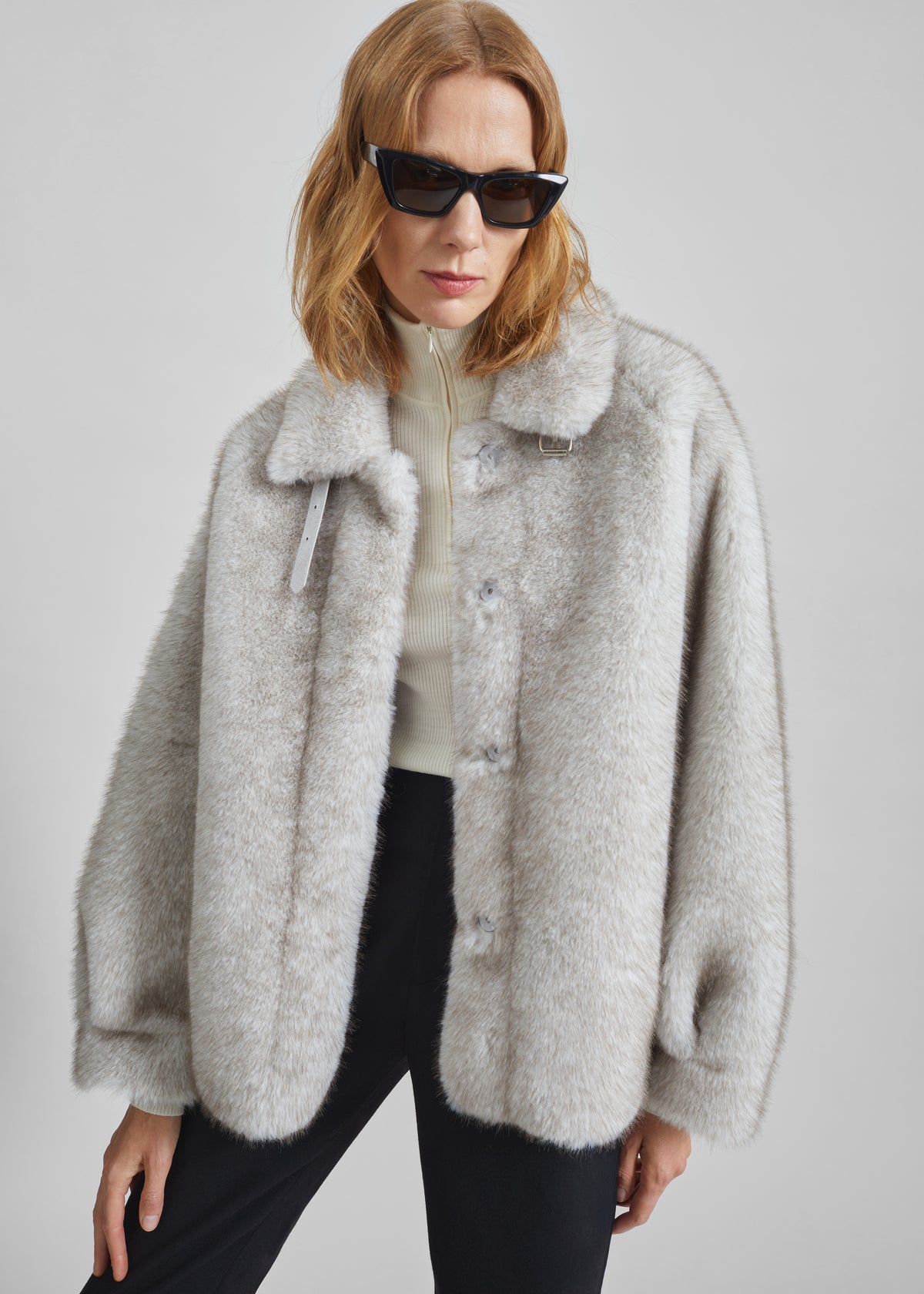 Senja Faux Fur Jacket - Light Beige - 1