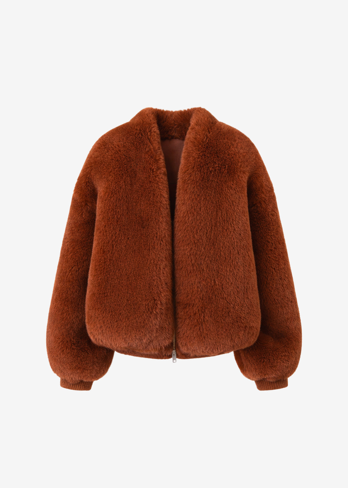 Senna Faux Fur Collarless Jacket - Bronze - 7