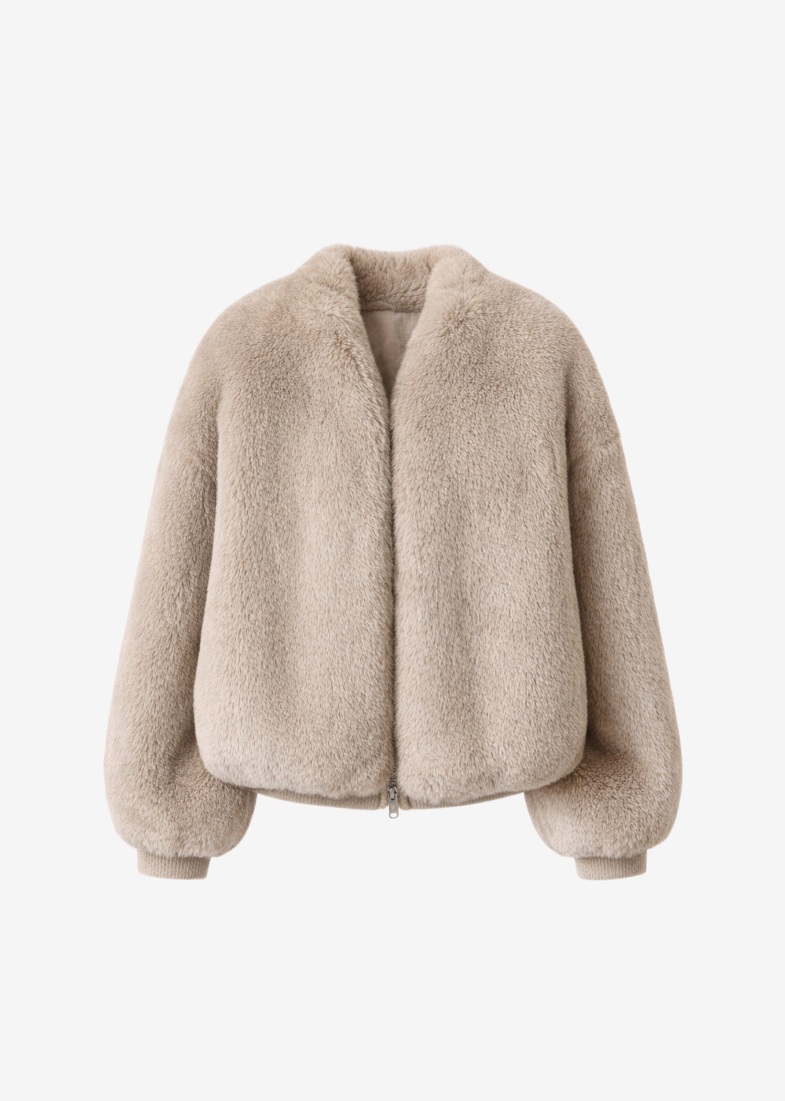 Senna Faux Fur Collarless Jacket - Light Taupe - 8