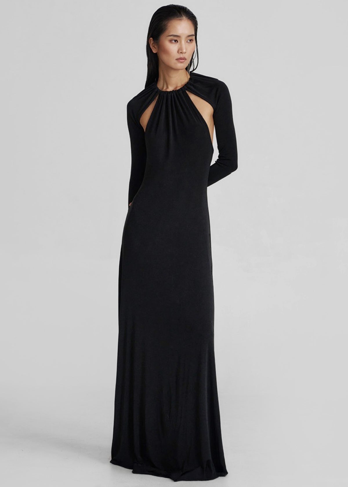 Seskin Evening Maxi Dress - Black